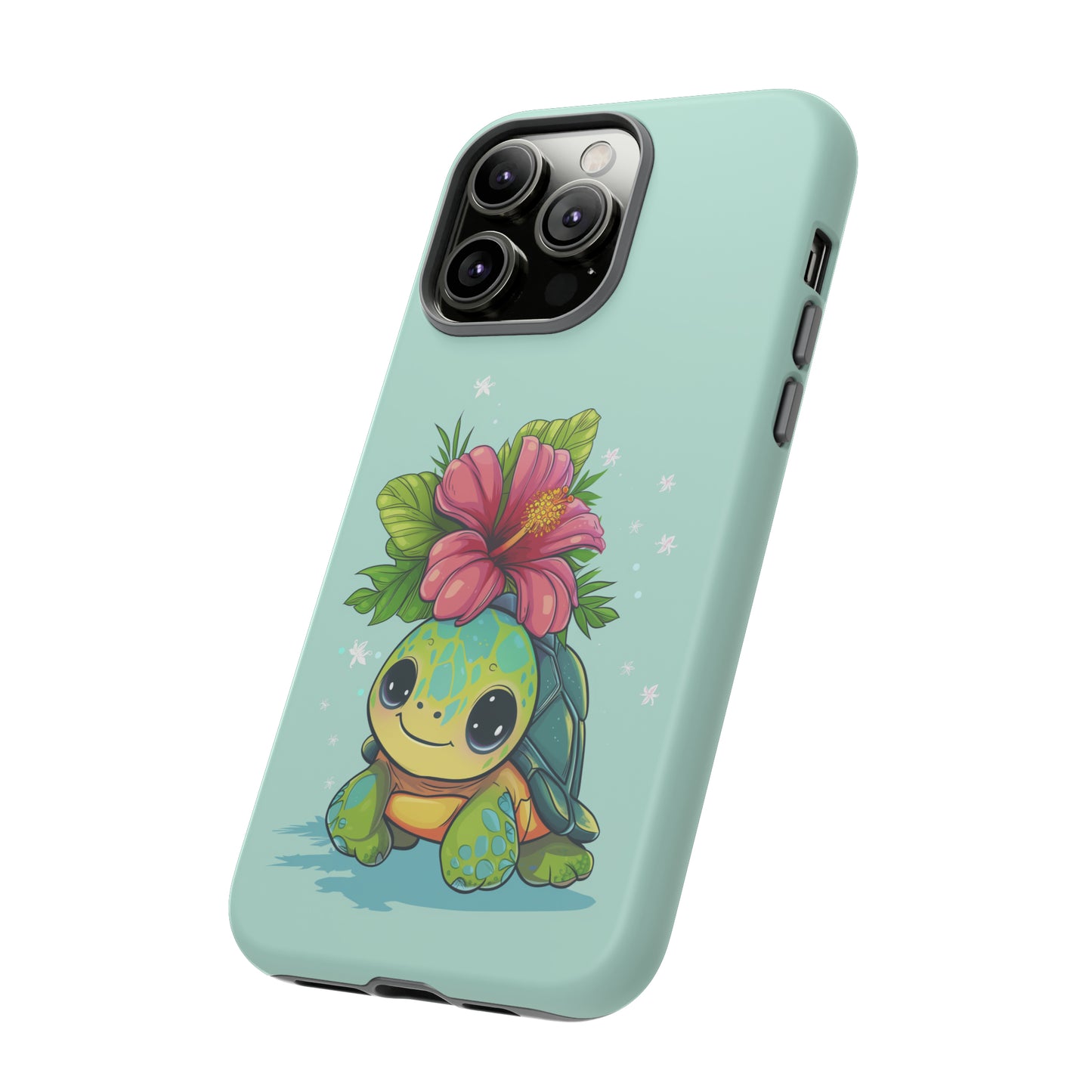 Cute Turtle Hawaiian Phone Case, Tropical, Hibiscus, Wireless Compatible, Protective Cell Phone Case for iPhone, Samsung, Pixel phones