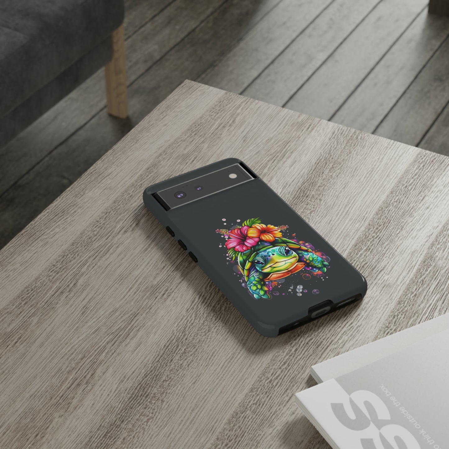 Color Splash Turtle Hawaiian Phone Case, Tropical, Hibiscus, Wireless Compatible, Protective Cell Phone Case for iPhone, Samsung, Pixel