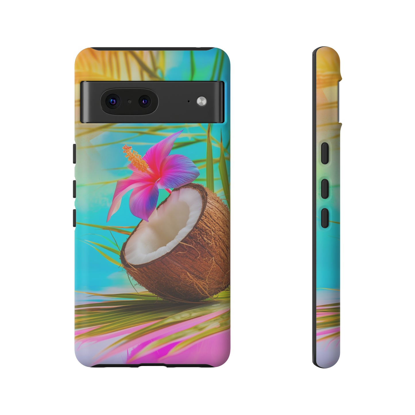 Coconut Colorful Hawaiian Tropical Phone Case, 808, Island Tropics, Wireless Compatible, Protective Cell Phone Case iPhone, Samsung, Pixel