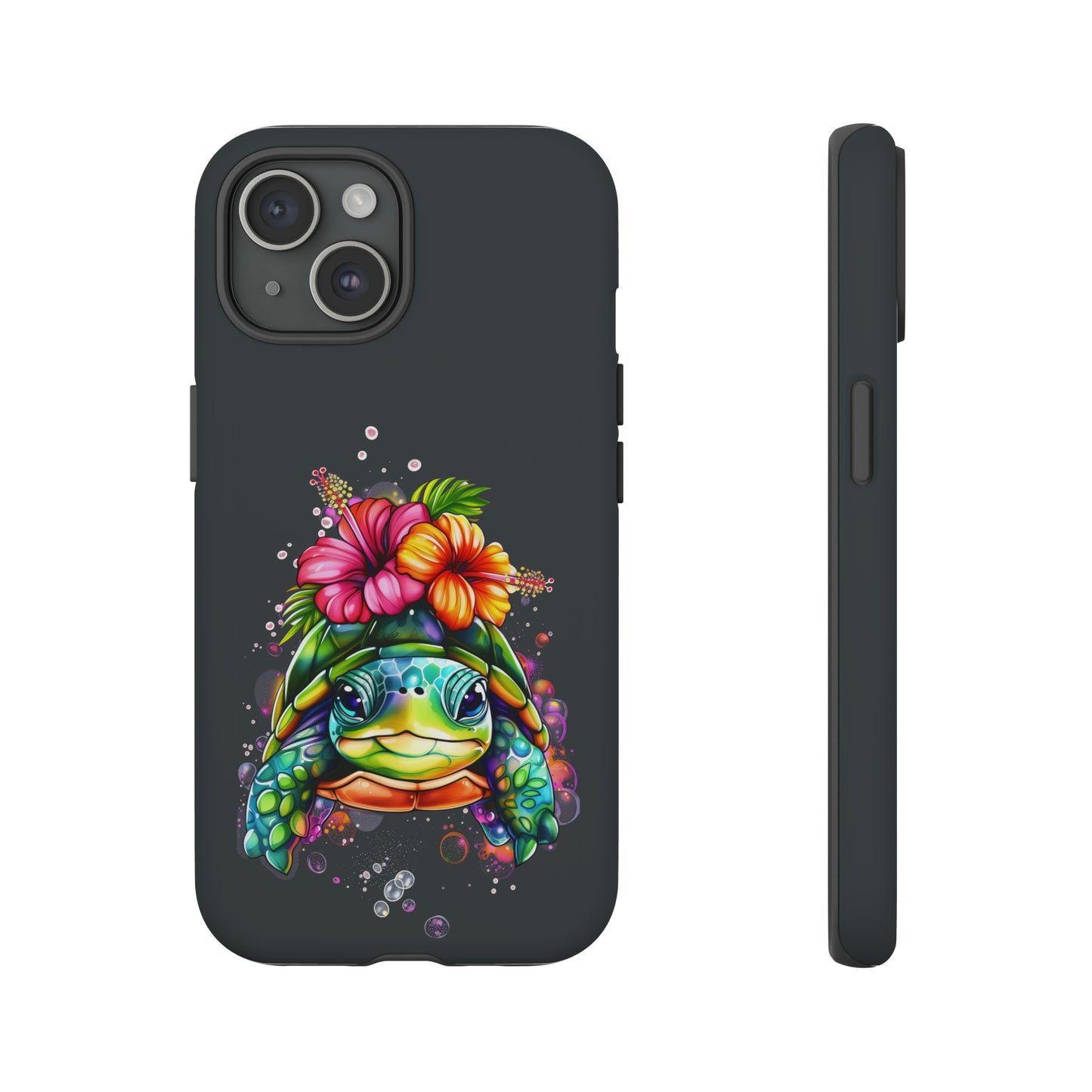Color Splash Turtle Hawaiian Phone Case, Tropical, Hibiscus, Wireless Compatible, Protective Cell Phone Case for iPhone, Samsung, Pixel