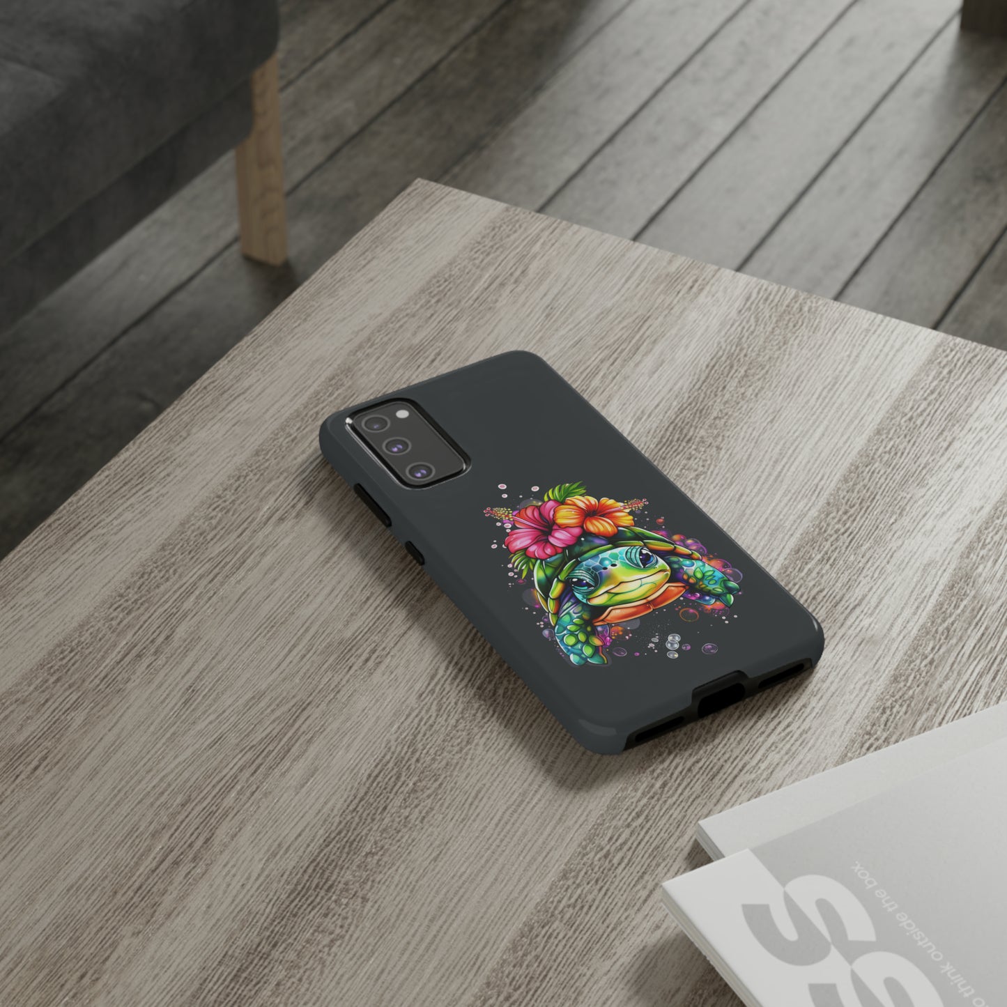 Color Splash Turtle Hawaiian Phone Case, Tropical, Hibiscus, Wireless Compatible, Protective Cell Phone Case for iPhone, Samsung, Pixel