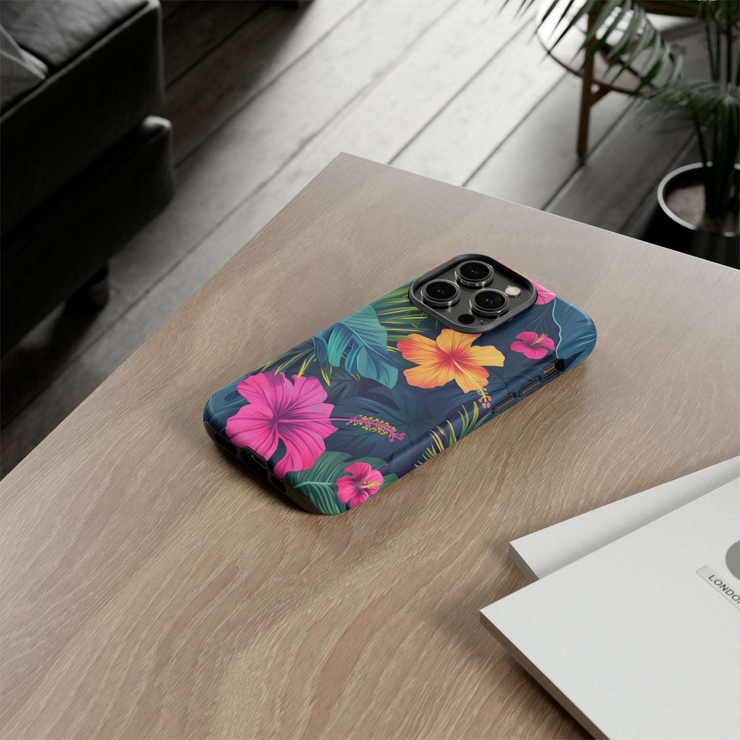 Hibiscus Dark Hawaiian Tropical Phone Case, 808, Island Tropics, Wireless Compatible, Protective Cell Phone Case iPhone, Samsung, Pixel