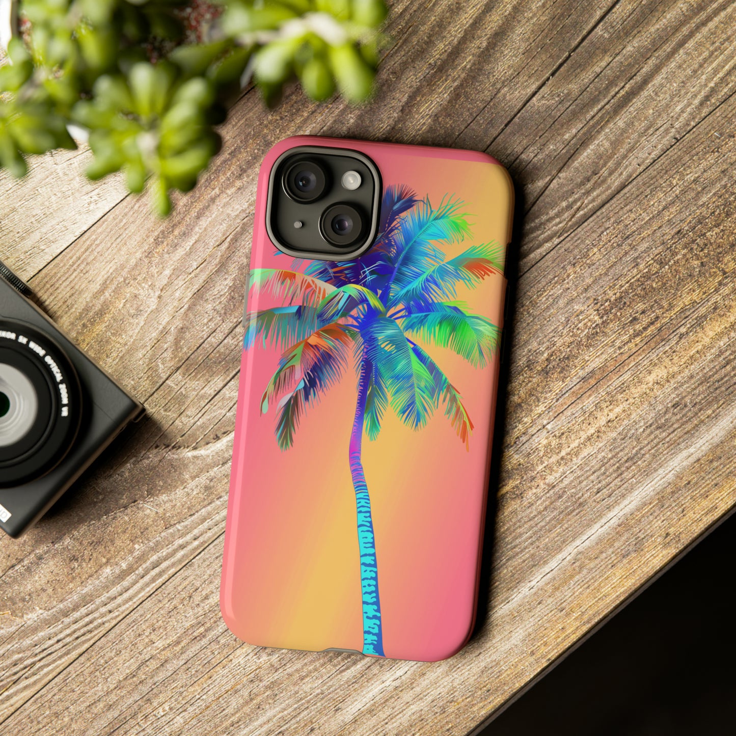 Palm Tree Pink Hawaiian Tropical Phone Case, 808, Island Tropics, Wireless Compatible, Protective Cell Phone Case for iPhone, Samsung, Pixel