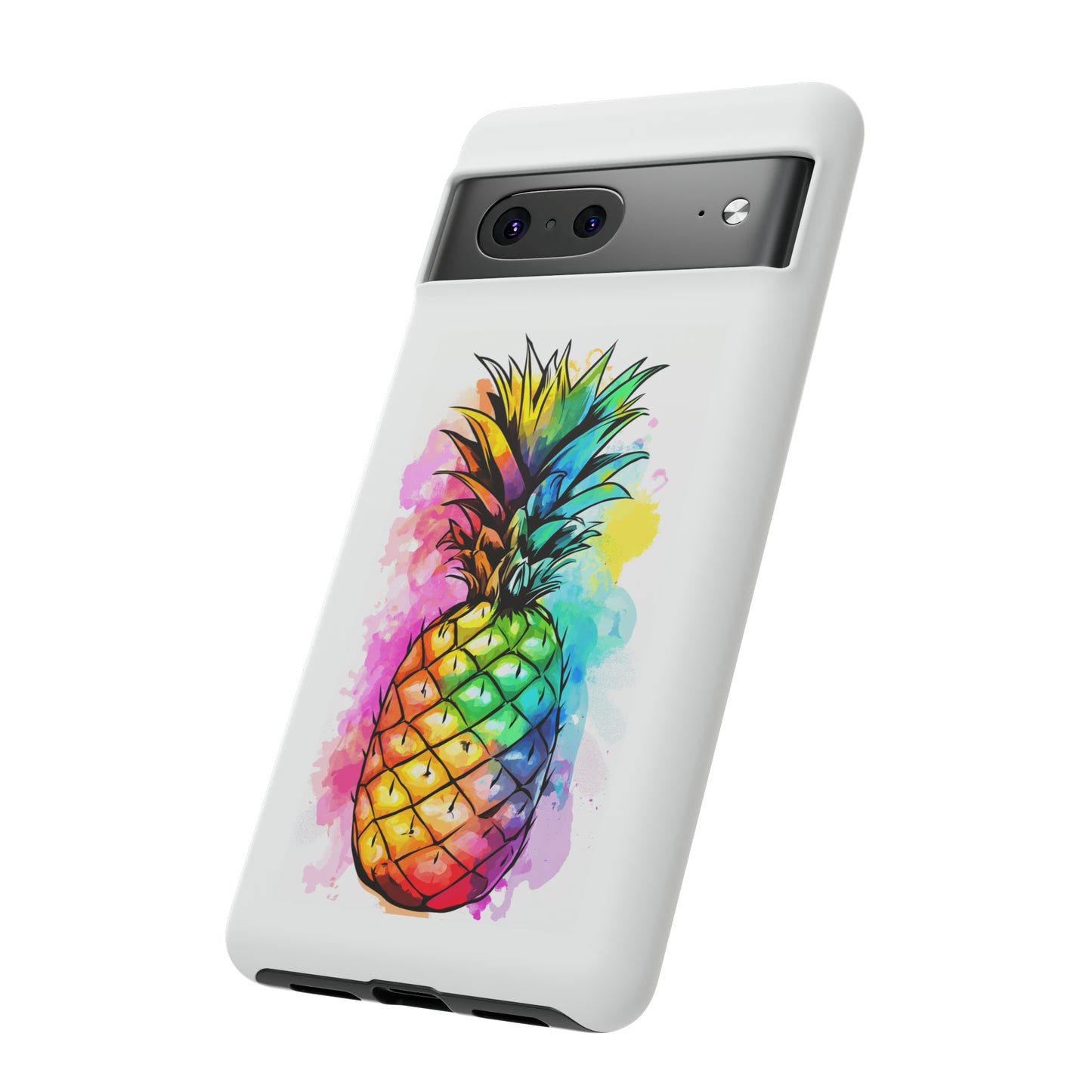 Color Splash Pineapple Hawaiian Phone Case, Tropical, Hibiscus, Wireless Compatible, Protective Cell Phone Case for iPhone, Samsung, Pixel