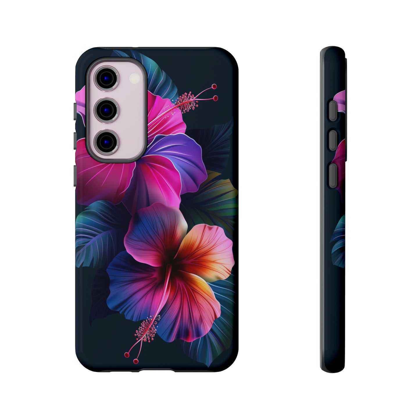 Hibiscus Neon Dark Hawaiian Tropical Phone Case, 808, Island Tropics, Wireless Compatible, Protective Cell Phone Case iPhone, Samsung, Pixel