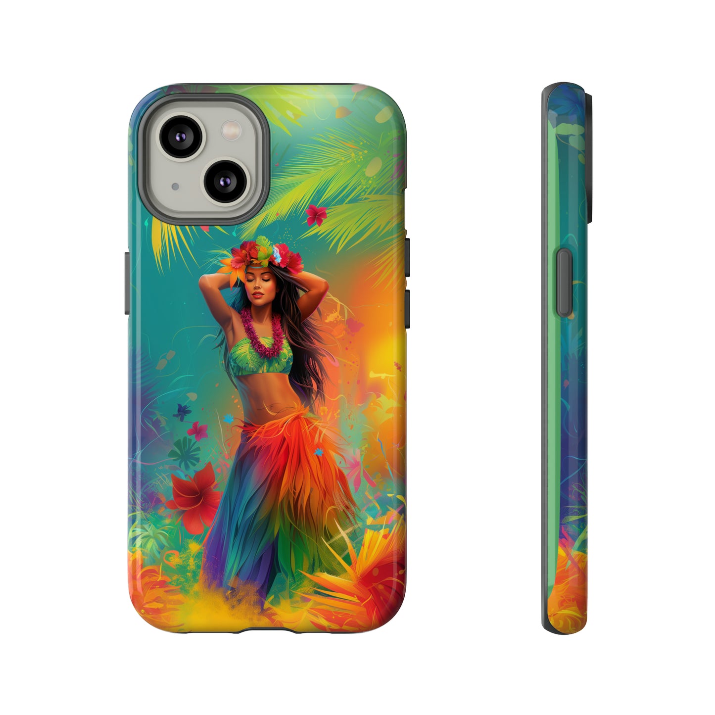 Hula Girl Hawaiian Phone Case, Tropical, Hibiscus, Wireless Compatible, Protective Cell Phone Case for iPhone, Samsung, Pixel phones