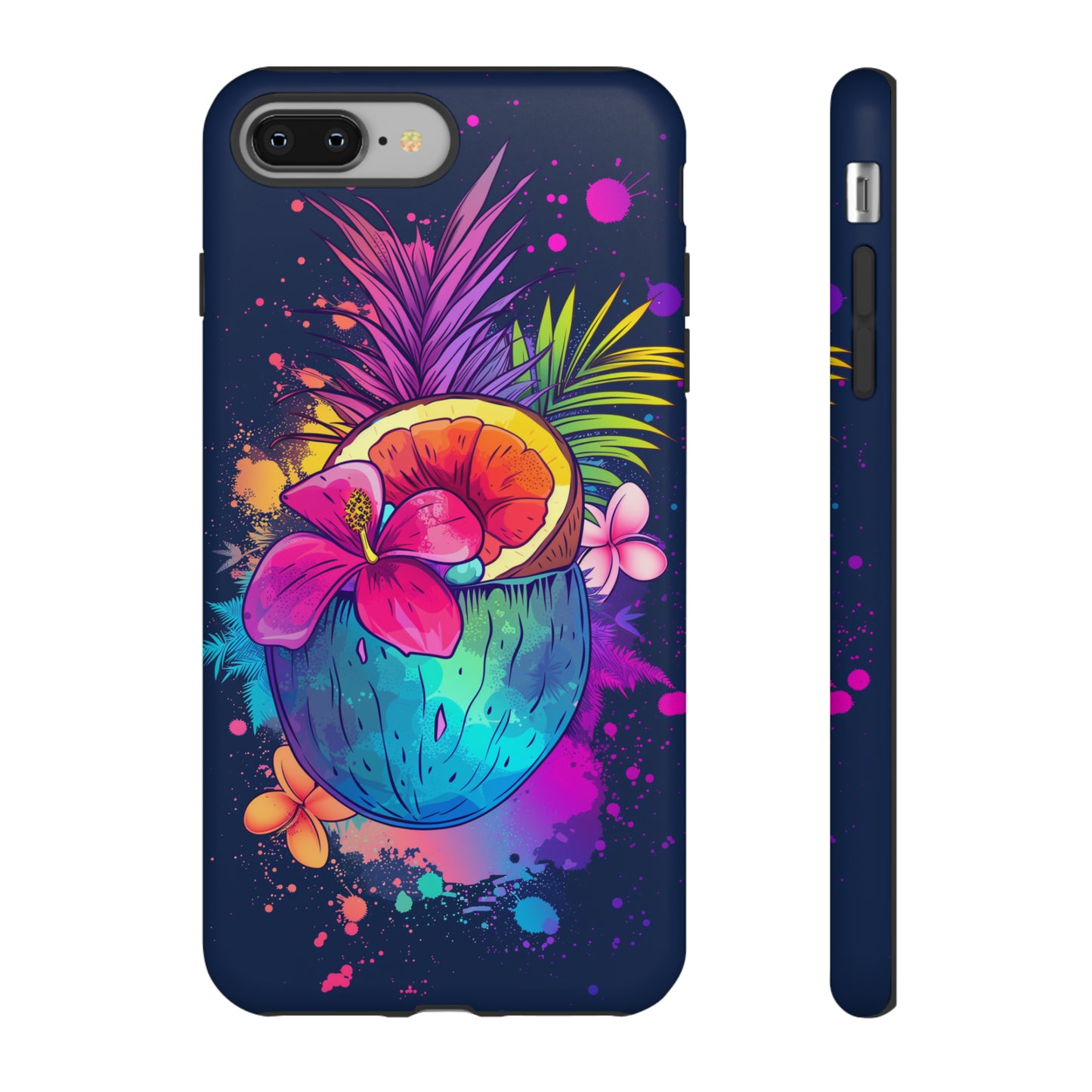 Coconut Dark Colorful Hawaiian Tropical Phone Case, Island Tropics, Wireless Compatible, Protective Cell Phone Case iPhone, Samsung, Pixel