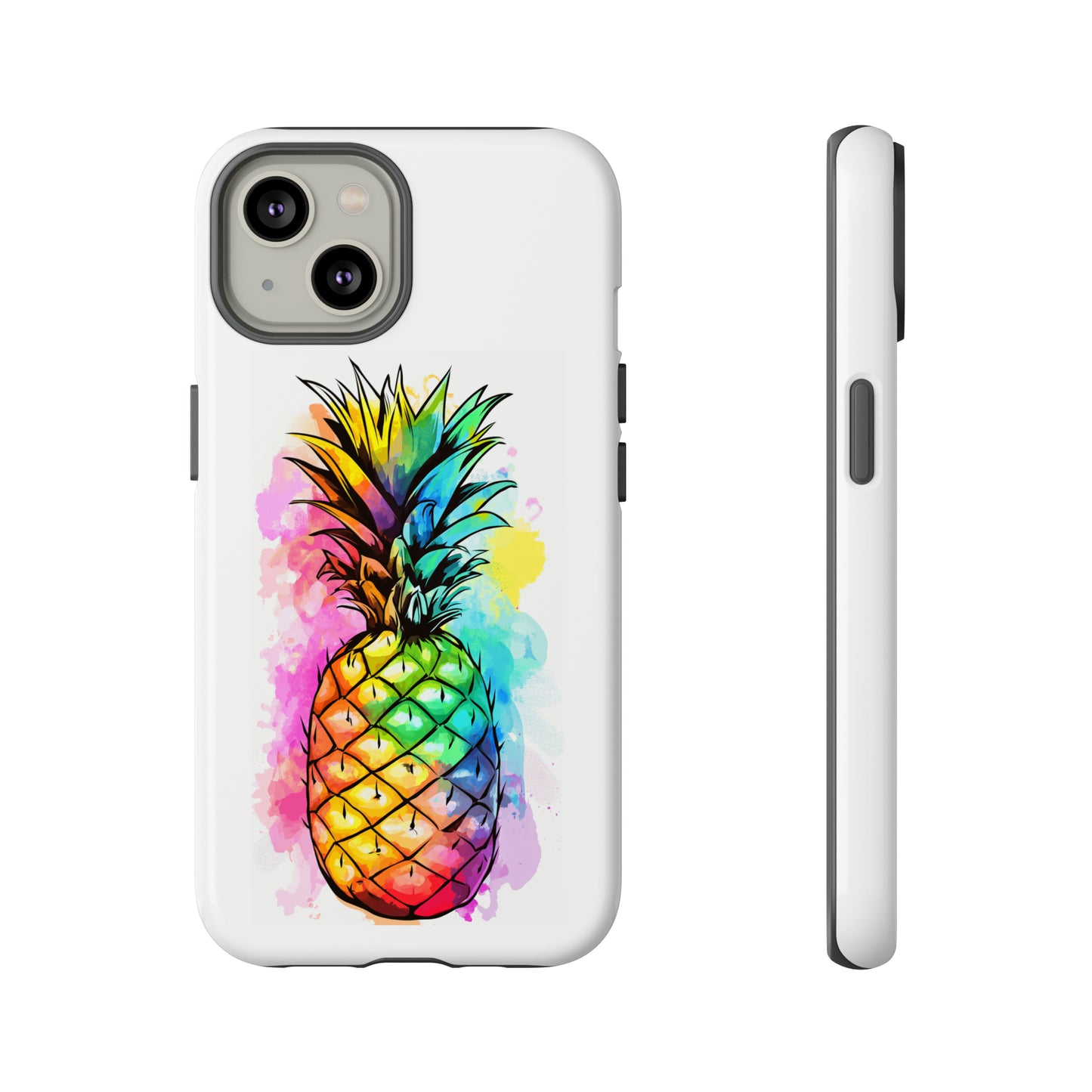 Color Splash Pineapple Hawaiian Phone Case, Tropical, Hibiscus, Wireless Compatible, Protective Cell Phone Case for iPhone, Samsung, Pixel