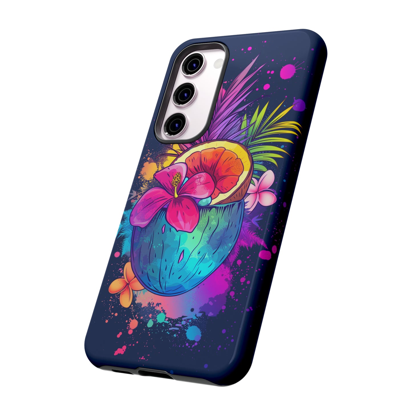 Coconut Dark Colorful Hawaiian Tropical Phone Case, Island Tropics, Wireless Compatible, Protective Cell Phone Case iPhone, Samsung, Pixel