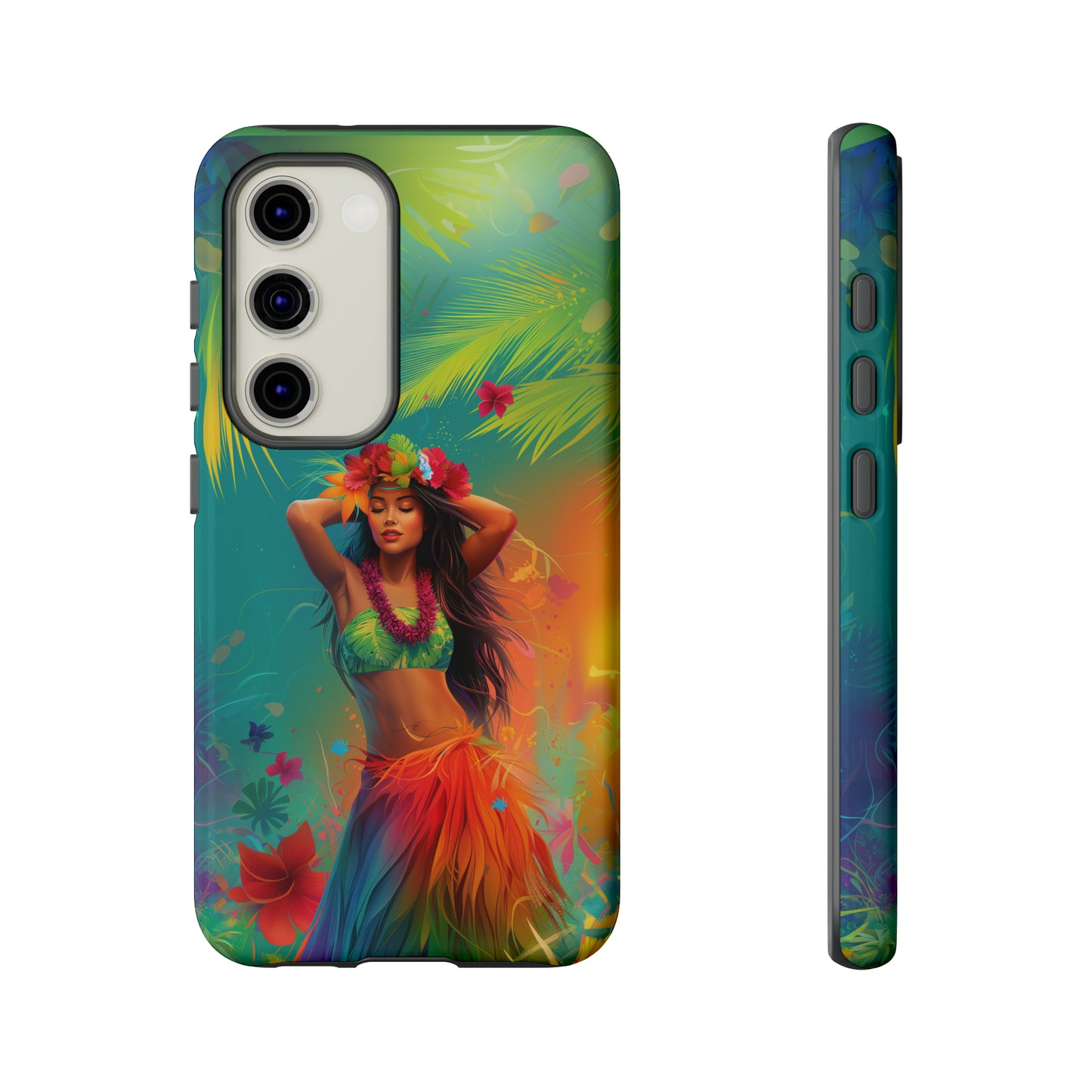 Hula Girl Hawaiian Phone Case, Tropical, Hibiscus, Wireless Compatible, Protective Cell Phone Case for iPhone, Samsung, Pixel phones