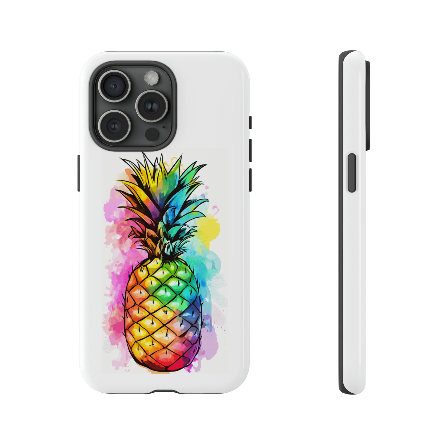 Color Splash Pineapple Hawaiian Phone Case, Tropical, Hibiscus, Wireless Compatible, Protective Cell Phone Case for iPhone, Samsung, Pixel