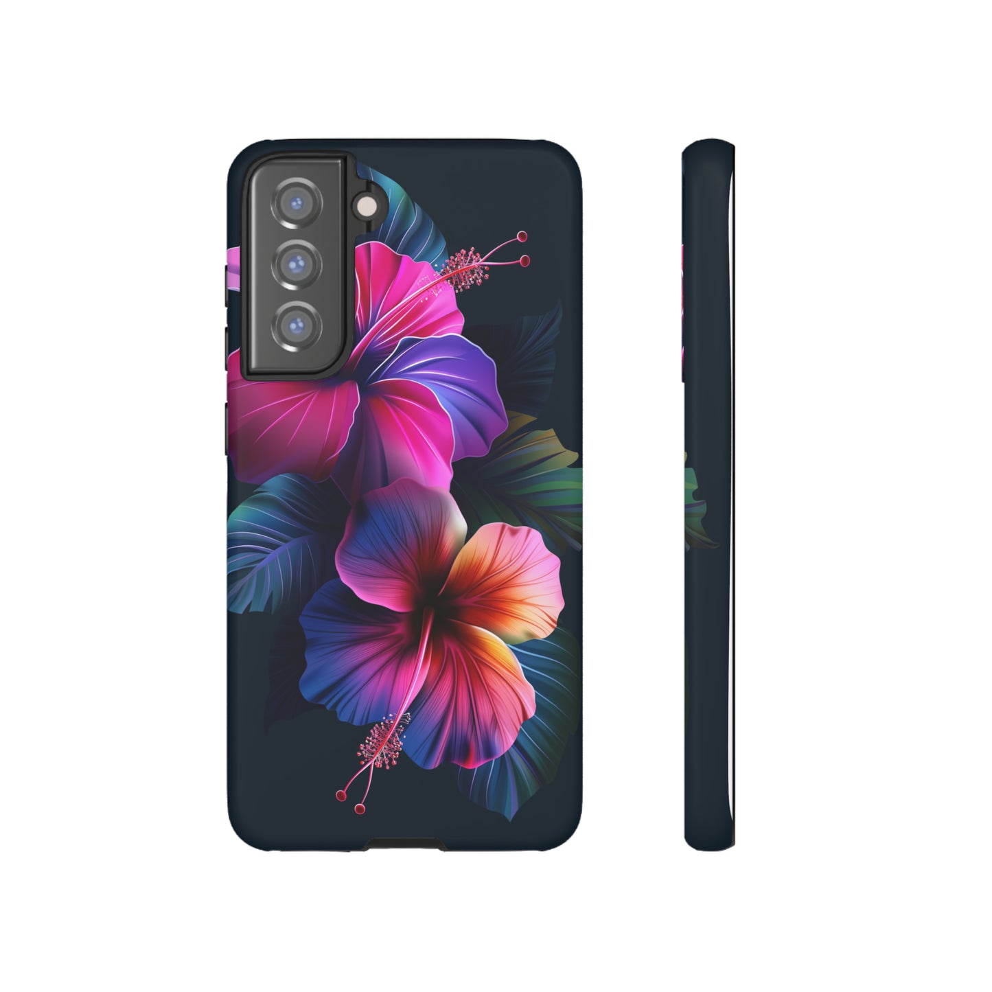 Hibiscus Neon Dark Hawaiian Tropical Phone Case, 808, Island Tropics, Wireless Compatible, Protective Cell Phone Case iPhone, Samsung, Pixel