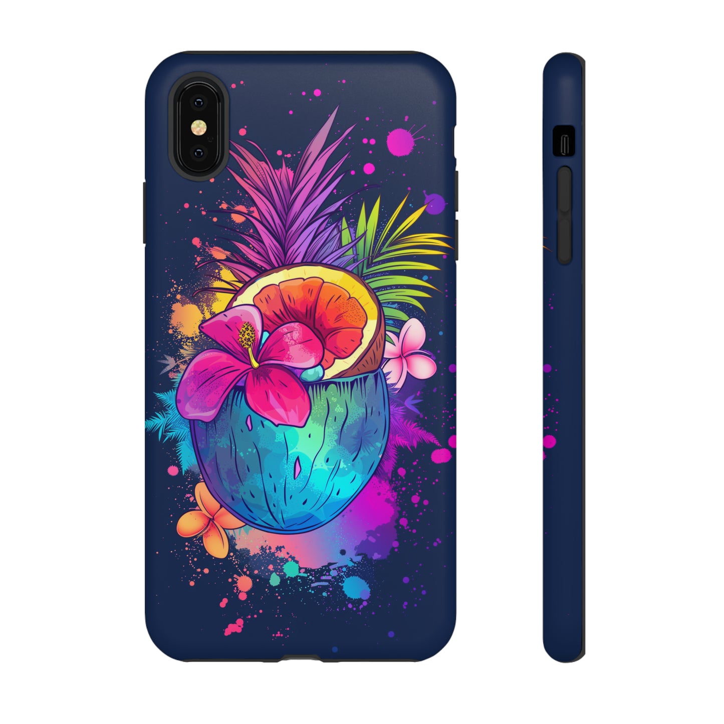Coconut Dark Colorful Hawaiian Tropical Phone Case, Island Tropics, Wireless Compatible, Protective Cell Phone Case iPhone, Samsung, Pixel