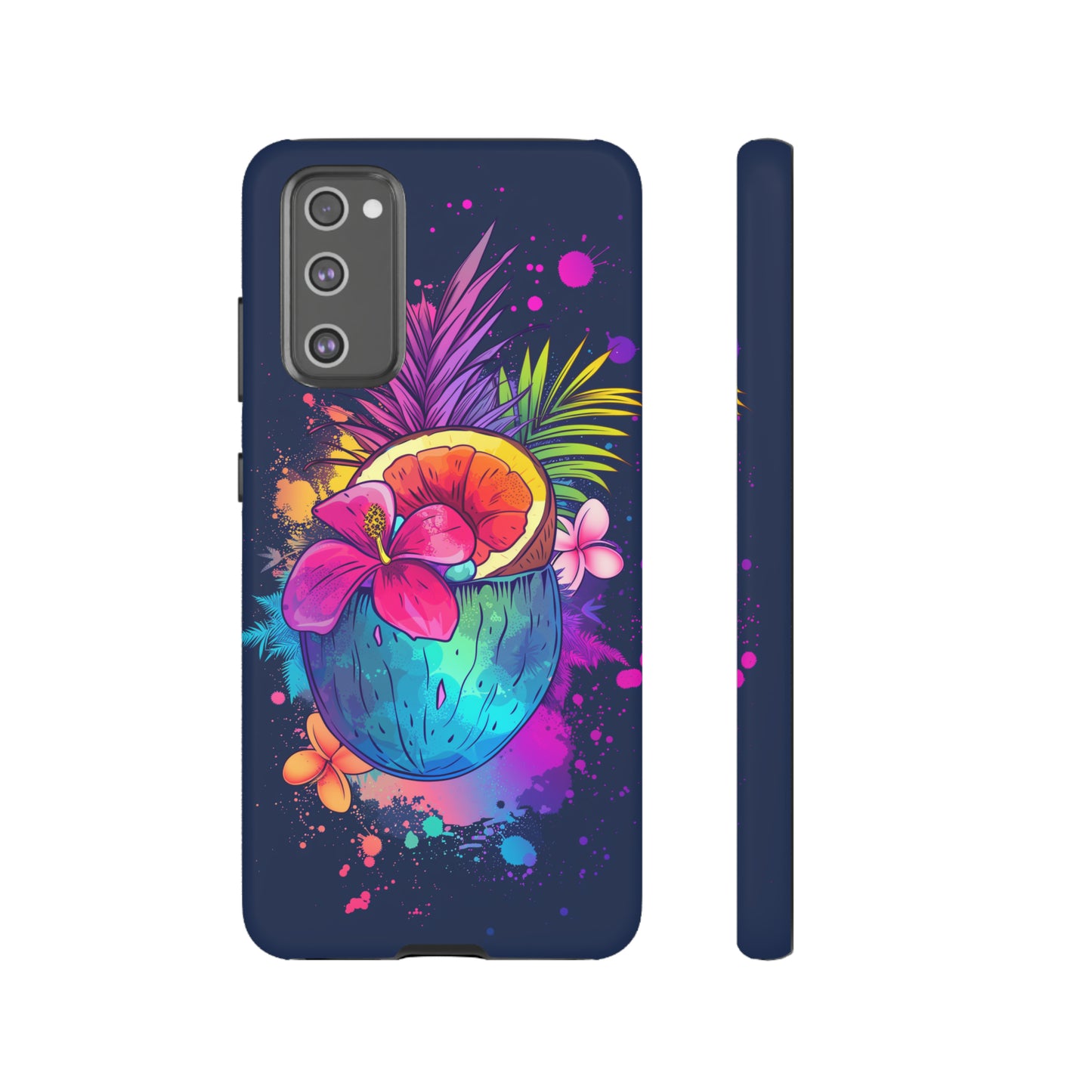Coconut Dark Colorful Hawaiian Tropical Phone Case, Island Tropics, Wireless Compatible, Protective Cell Phone Case iPhone, Samsung, Pixel