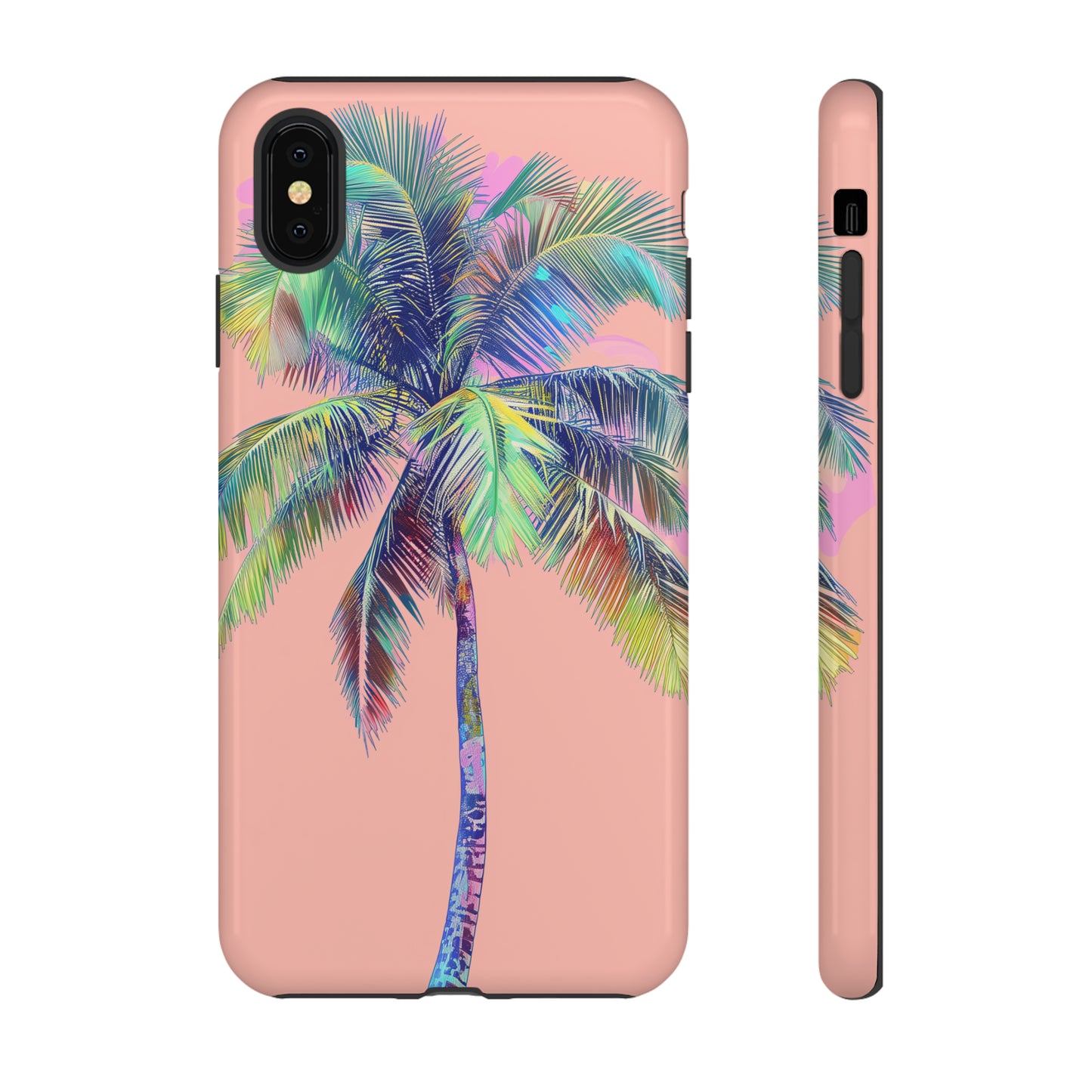 Pink Palm Tree Hawaiian Phone Case, Tropical, Hibiscus, Wireless Compatible, Protective Cell Phone Case for iPhone, Samsung, Pixel phones