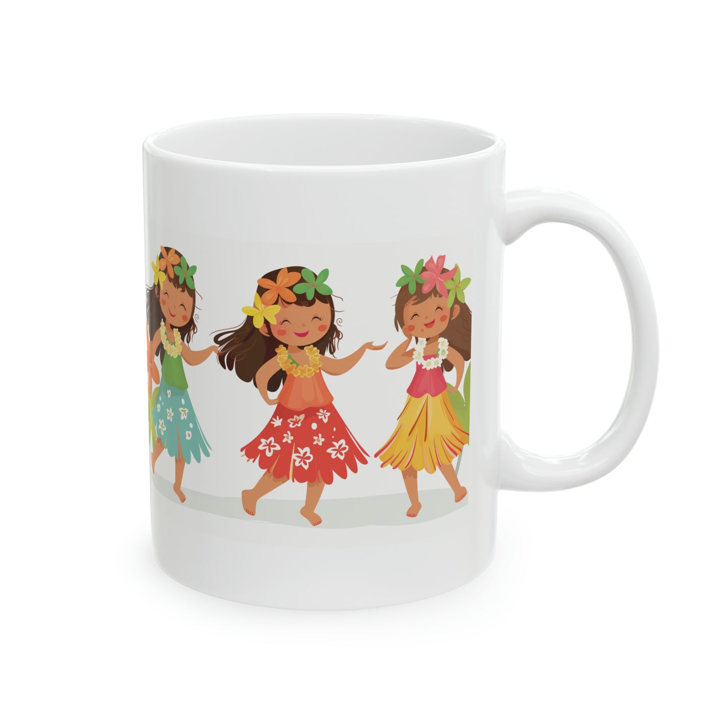 Cute Hula Girls Hawaiian Ceramic Mug 11oz, Hawaii Mug, HI Mug, Aloha Mug, 808 Mug, Island Mug, Tropical Mug, Coffee Mug