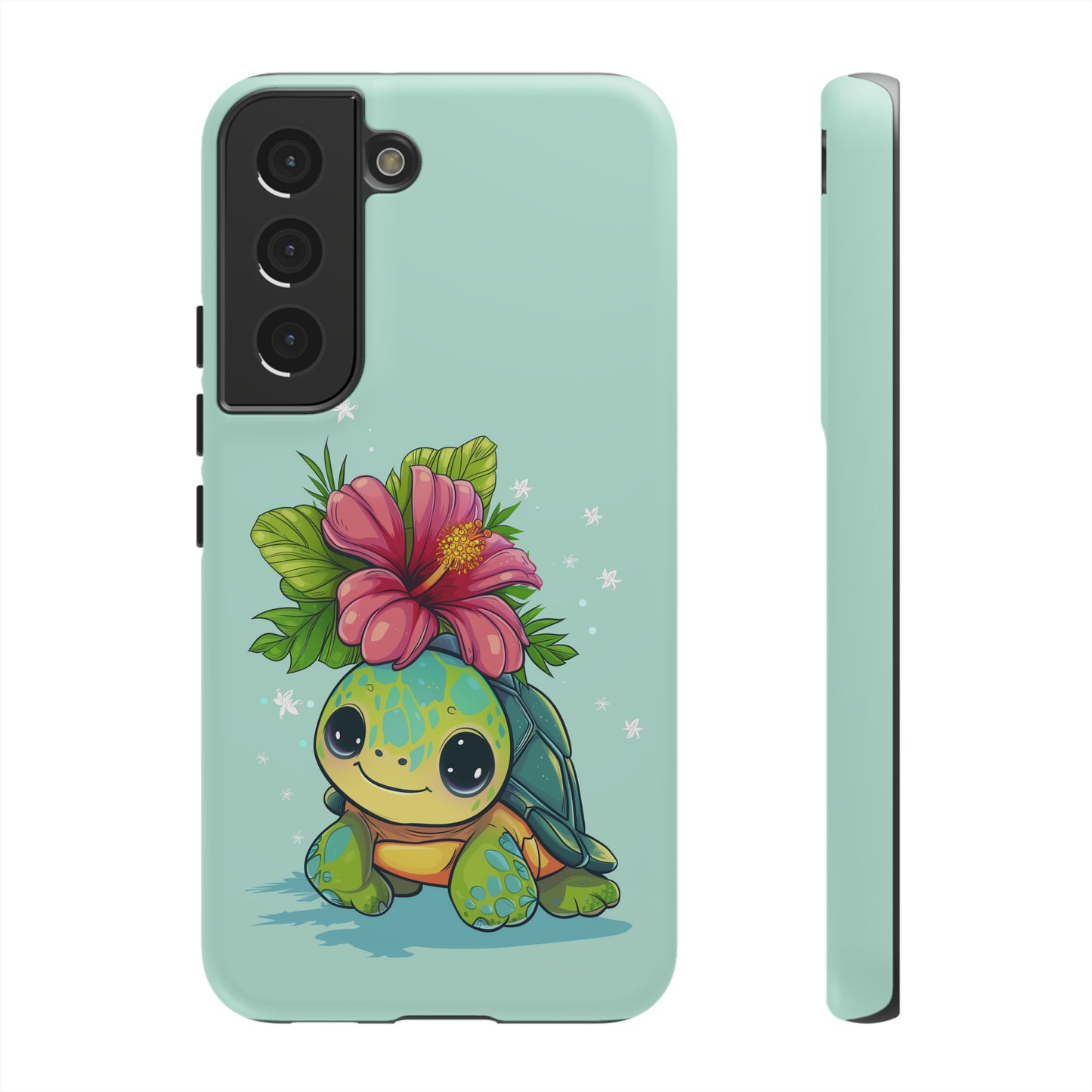 Cute Turtle Hawaiian Phone Case, Tropical, Hibiscus, Wireless Compatible, Protective Cell Phone Case for iPhone, Samsung, Pixel phones