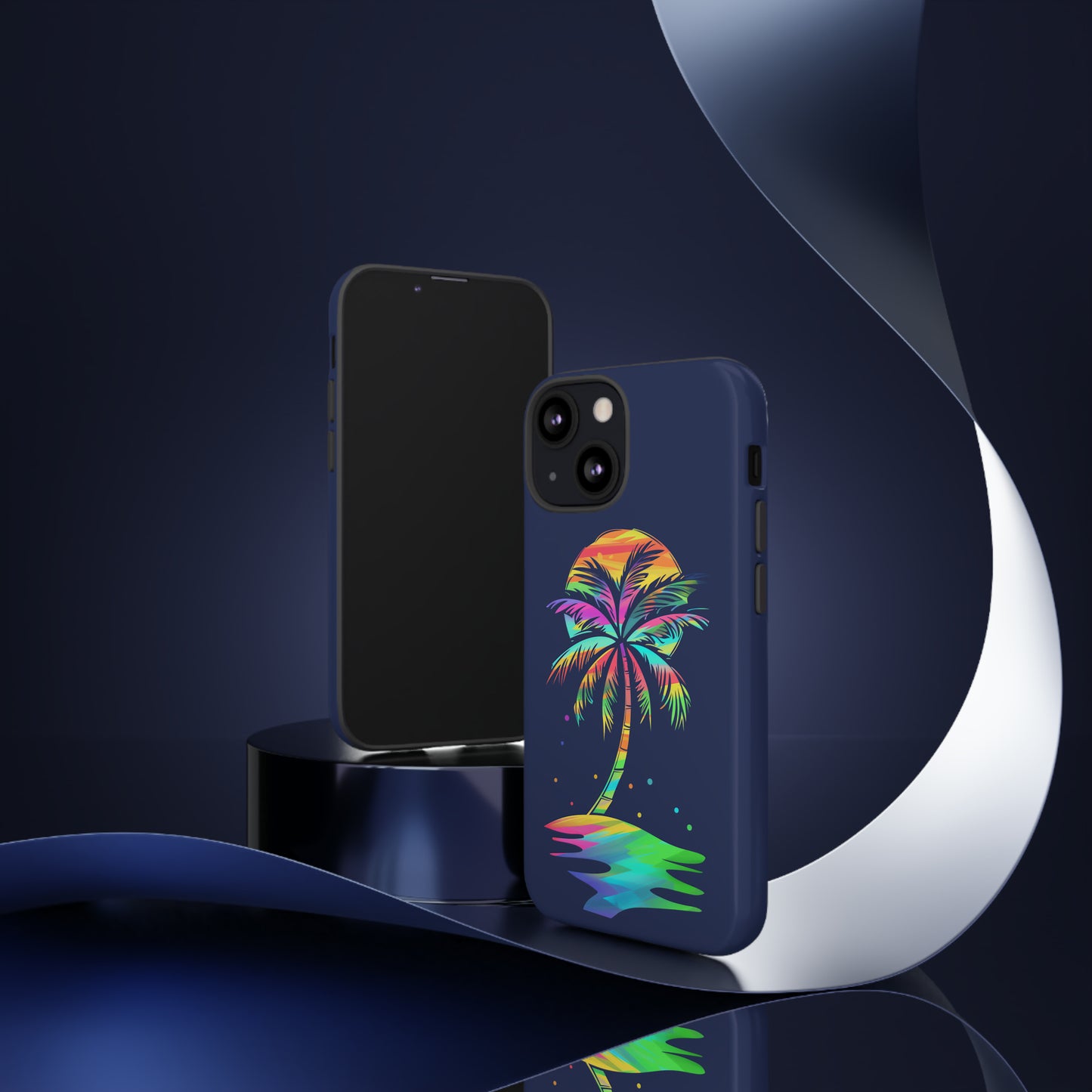 Night Palm Tree Hawaiian Phone Case, Tropical, Hibiscus, Wireless Compatible, Protective Cell Phone Case for iPhone, Samsung, Pixel phones