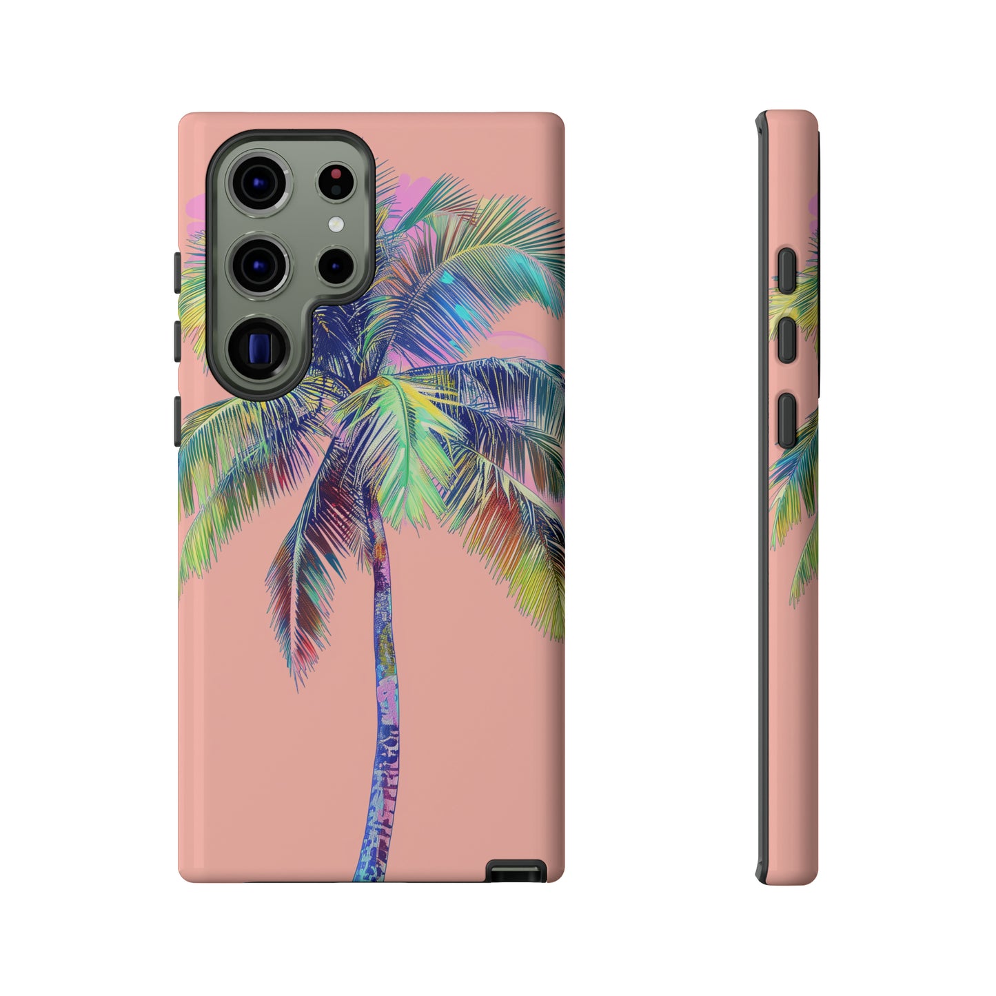 Pink Palm Tree Hawaiian Phone Case, Tropical, Hibiscus, Wireless Compatible, Protective Cell Phone Case for iPhone, Samsung, Pixel phones