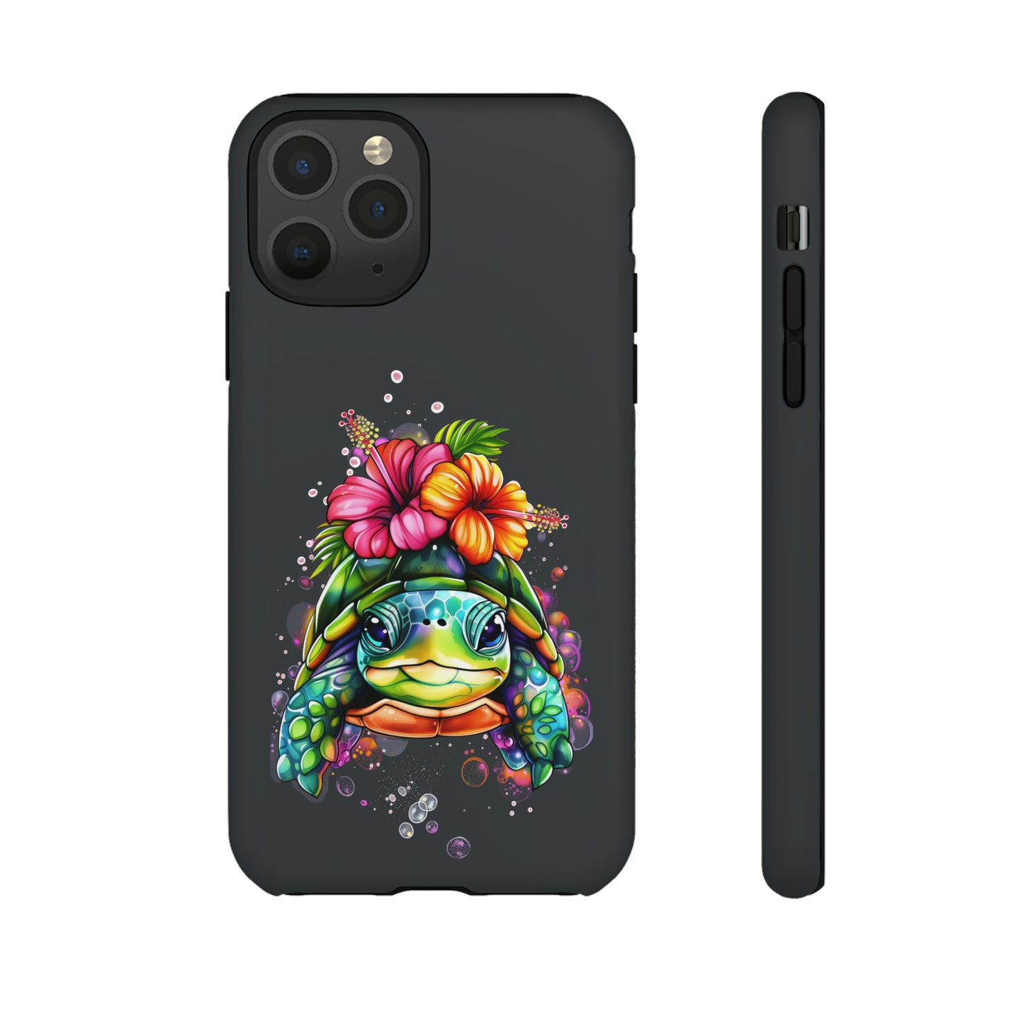 Color Splash Turtle Hawaiian Phone Case, Tropical, Hibiscus, Wireless Compatible, Protective Cell Phone Case for iPhone, Samsung, Pixel