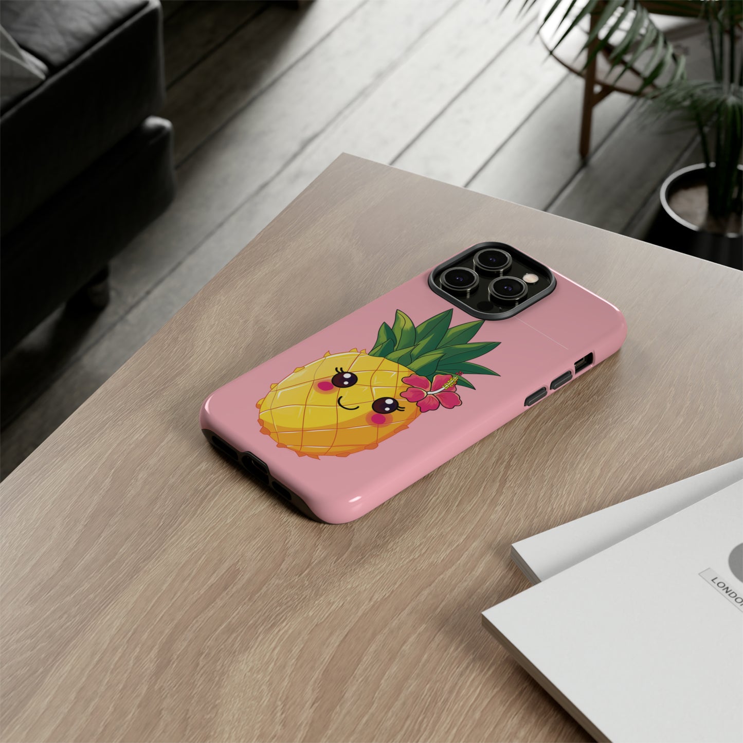 Cute Pineapple Hawaiian Phone Case, Tropical, Hibiscus, Wireless Compatible, Protective Cell Phone Case for iPhone, Samsung, Pixel phones