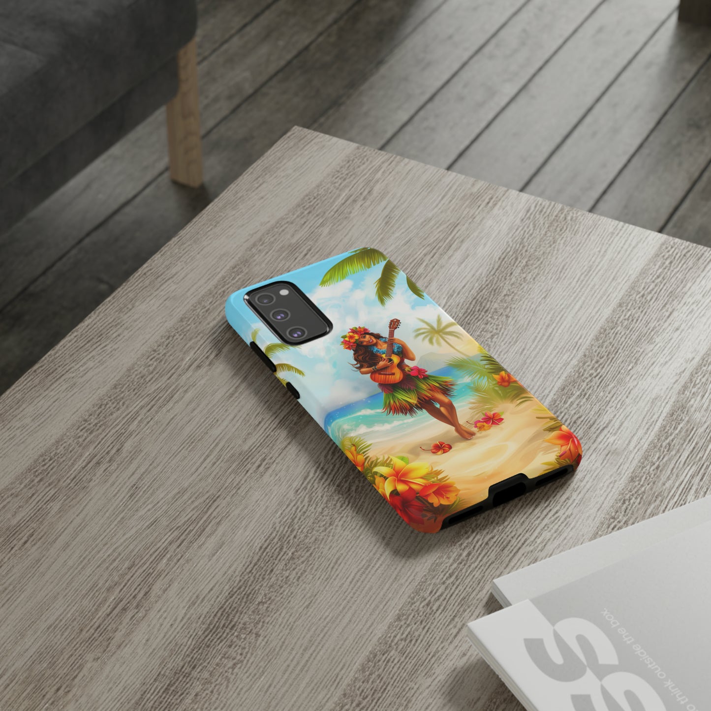 Hula Girl Guitar Hawaiian Phone Case, Tropical, Hibiscus, Wireless Compatible, Protective Cell Phone Case for iPhone, Samsung, Pixel phones
