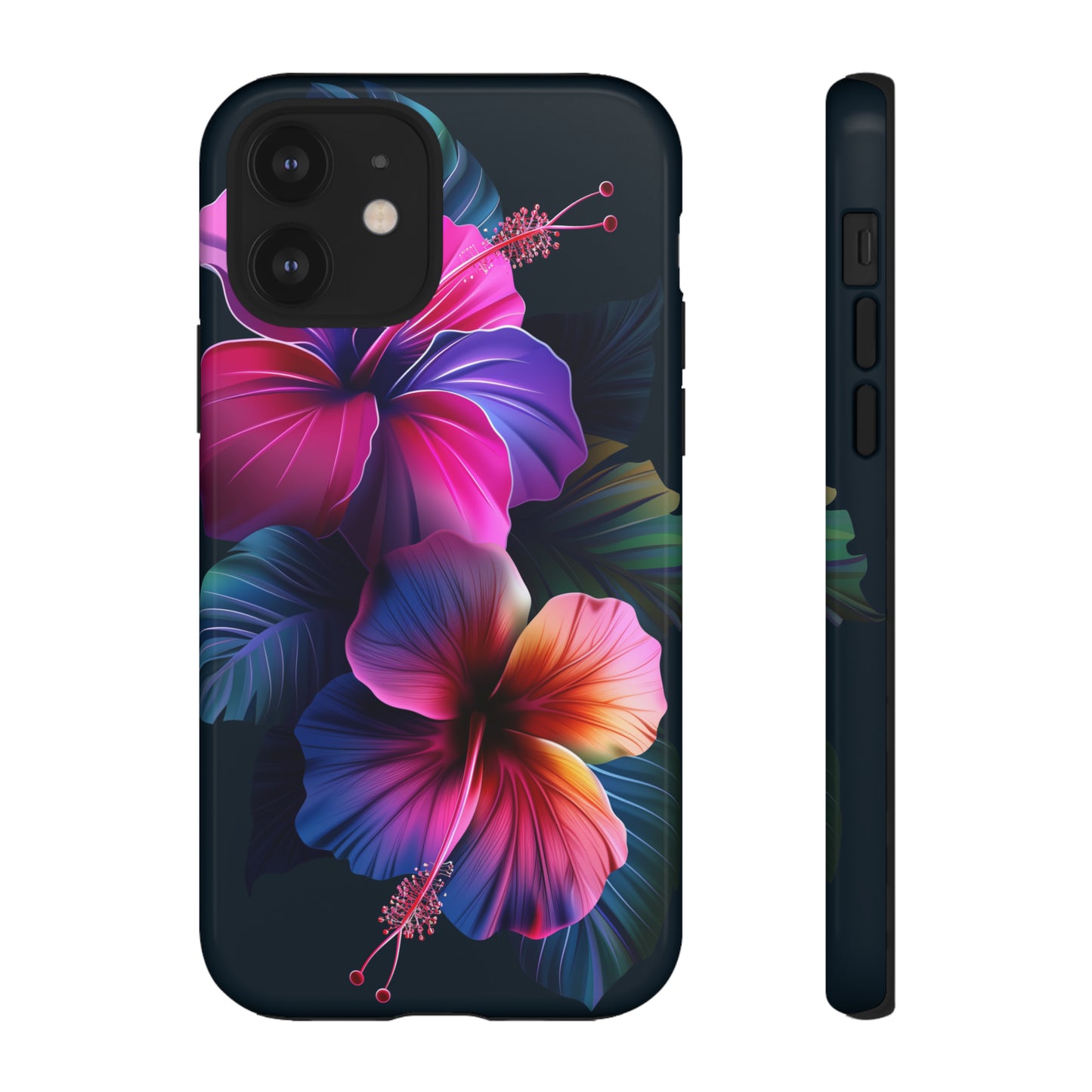 Hibiscus Neon Dark Hawaiian Tropical Phone Case, 808, Island Tropics, Wireless Compatible, Protective Cell Phone Case iPhone, Samsung, Pixel