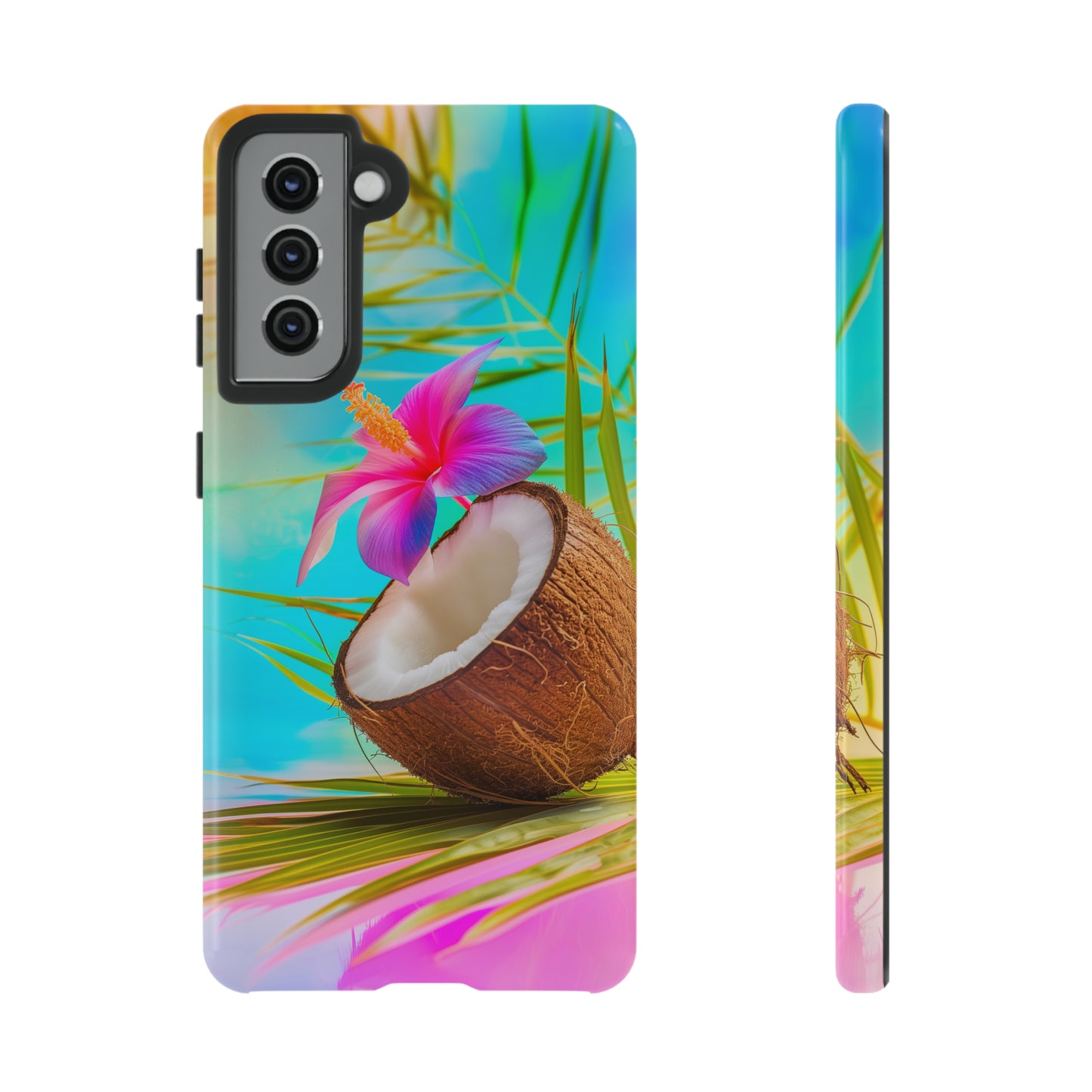 Coconut Colorful Hawaiian Tropical Phone Case, 808, Island Tropics, Wireless Compatible, Protective Cell Phone Case iPhone, Samsung, Pixel
