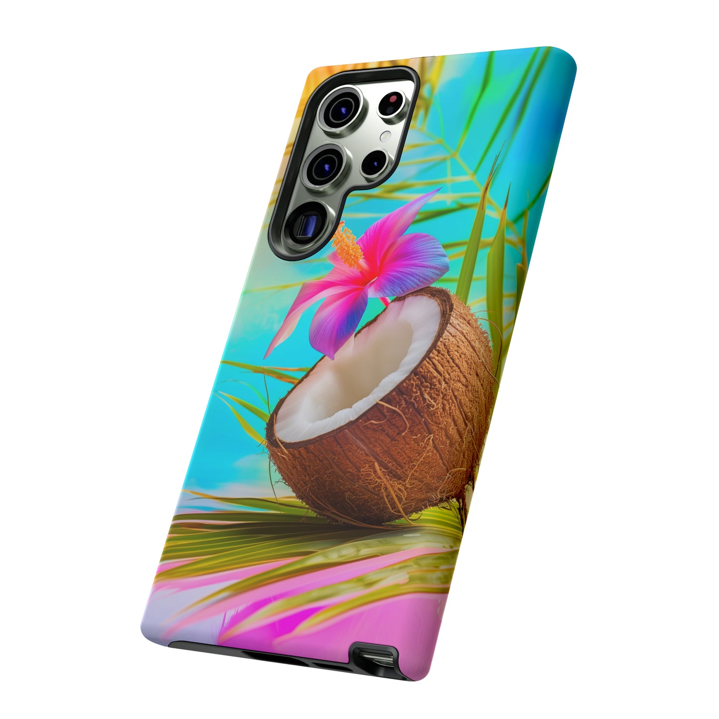 Coconut Colorful Hawaiian Tropical Phone Case, 808, Island Tropics, Wireless Compatible, Protective Cell Phone Case iPhone, Samsung, Pixel