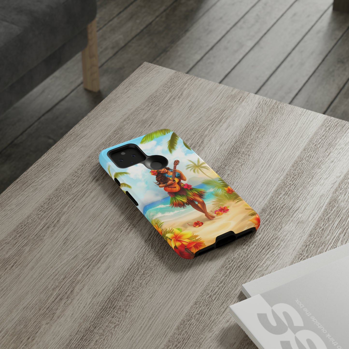 Hula Girl Guitar Hawaiian Phone Case, Tropical, Hibiscus, Wireless Compatible, Protective Cell Phone Case for iPhone, Samsung, Pixel phones