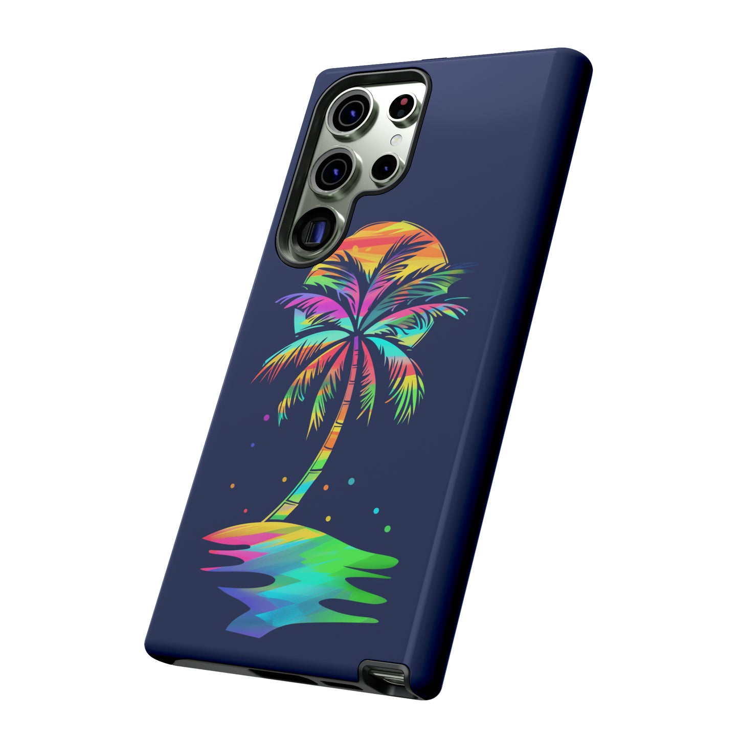 Night Palm Tree Hawaiian Phone Case, Tropical, Hibiscus, Wireless Compatible, Protective Cell Phone Case for iPhone, Samsung, Pixel phones