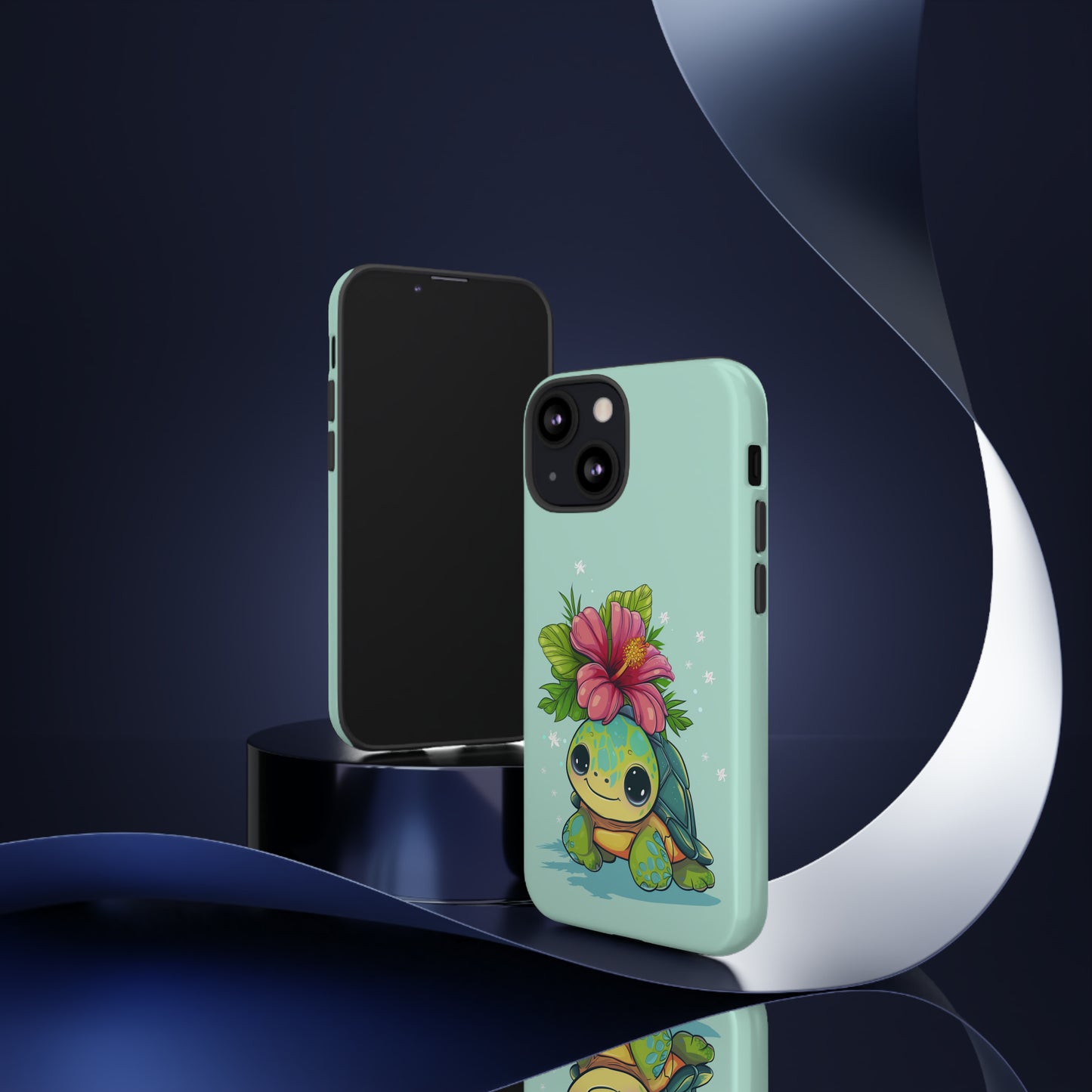 Cute Turtle Hawaiian Phone Case, Tropical, Hibiscus, Wireless Compatible, Protective Cell Phone Case for iPhone, Samsung, Pixel phones