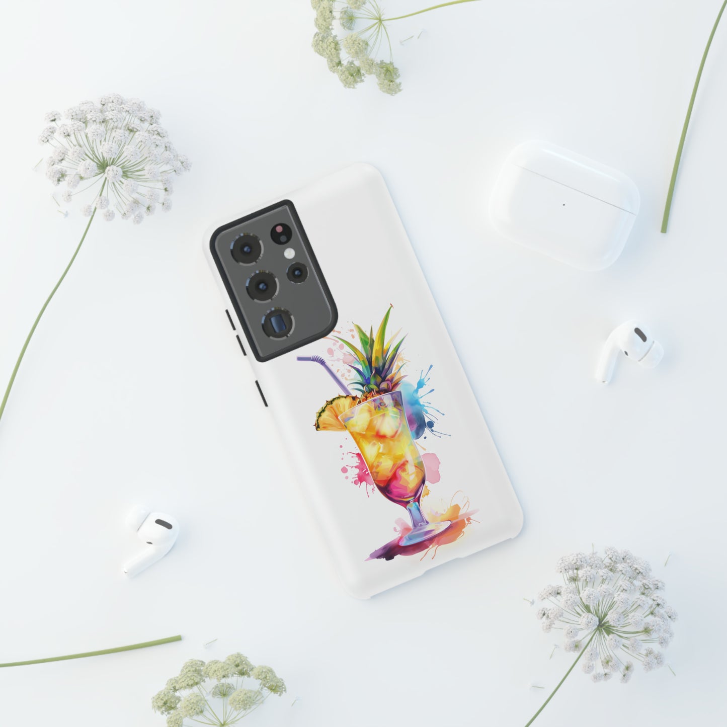 Pina Colada Cocktail Hawaiian Tropical Phone Case, Island Tropics, Wireless Compatible, Protective Cell Phone Case iPhone, Samsung, Pixel