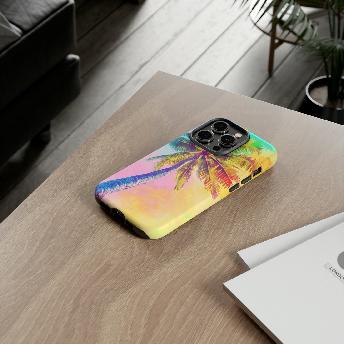 Palm Tree Colorful Hawaiian Tropical Phone Case, 808, Island Tropics, Wireless Compatible, Protective Cell Phone Case iPhone, Samsung, Pixel