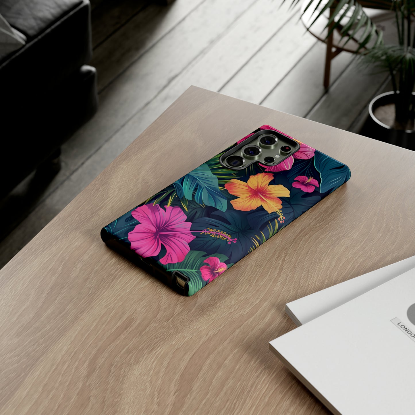 Hibiscus Dark Hawaiian Tropical Phone Case, 808, Island Tropics, Wireless Compatible, Protective Cell Phone Case iPhone, Samsung, Pixel