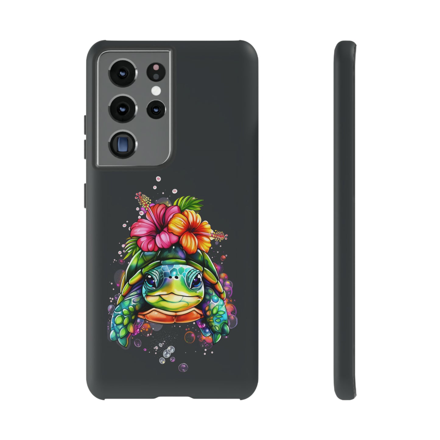 Color Splash Turtle Hawaiian Phone Case, Tropical, Hibiscus, Wireless Compatible, Protective Cell Phone Case for iPhone, Samsung, Pixel