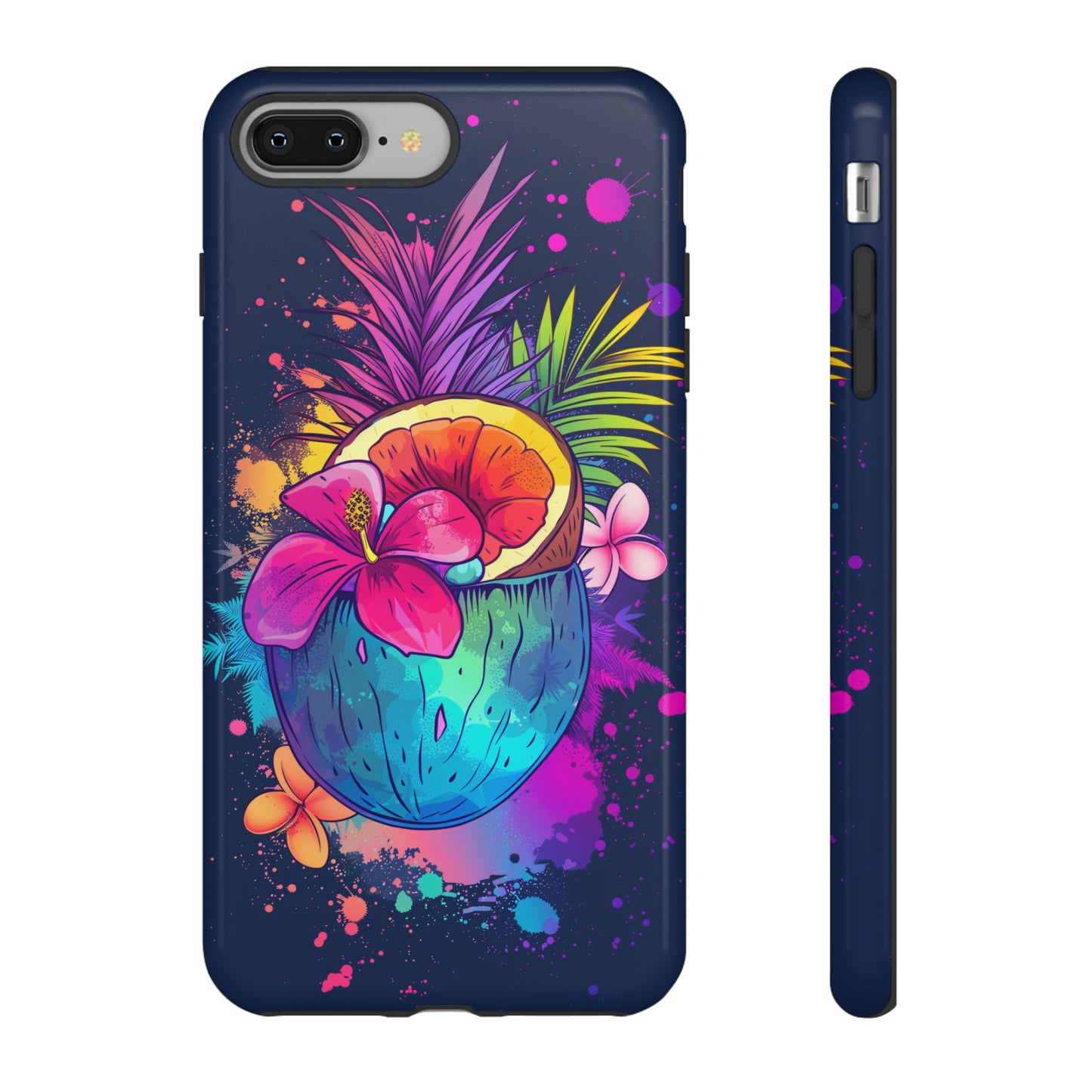 Coconut Dark Colorful Hawaiian Tropical Phone Case, Island Tropics, Wireless Compatible, Protective Cell Phone Case iPhone, Samsung, Pixel