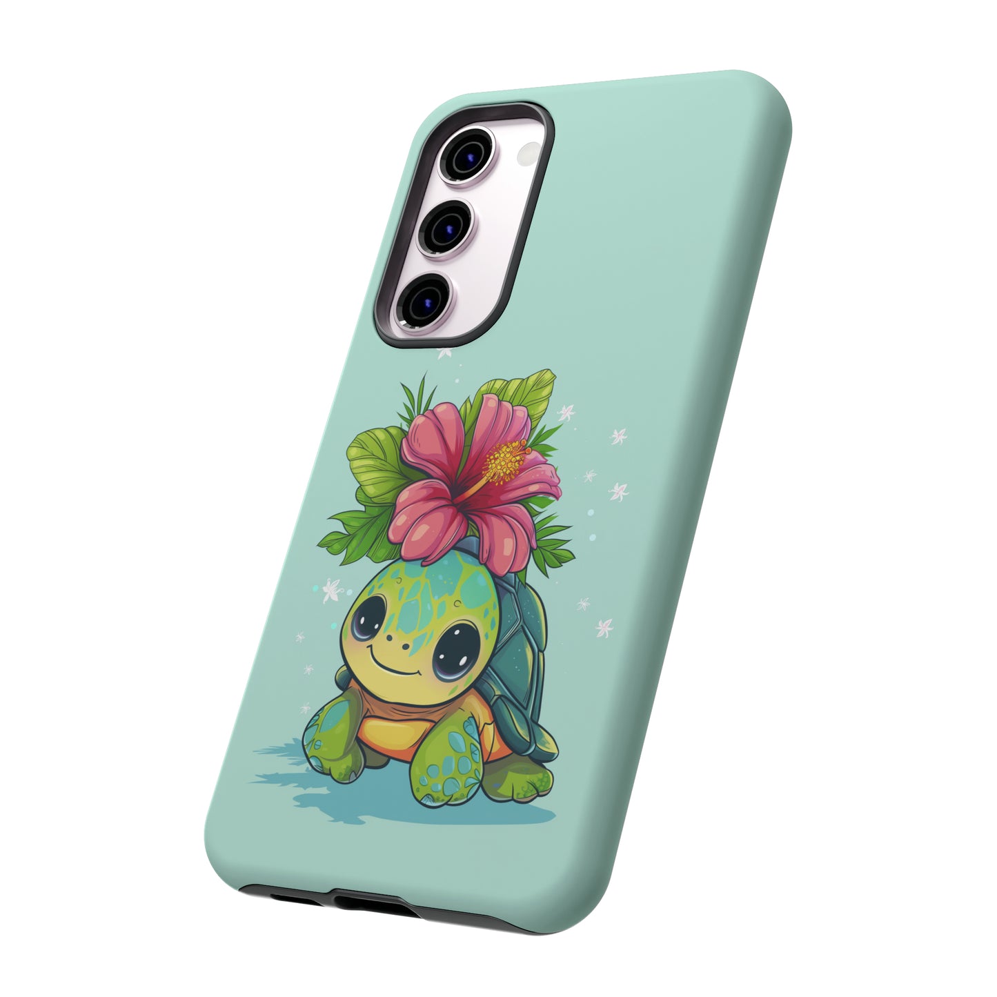 Cute Turtle Hawaiian Phone Case, Tropical, Hibiscus, Wireless Compatible, Protective Cell Phone Case for iPhone, Samsung, Pixel phones
