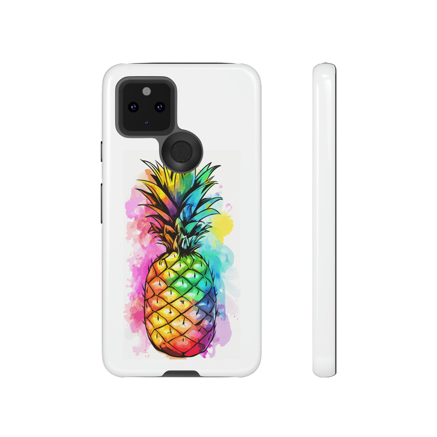 Color Splash Pineapple Hawaiian Phone Case, Tropical, Hibiscus, Wireless Compatible, Protective Cell Phone Case for iPhone, Samsung, Pixel