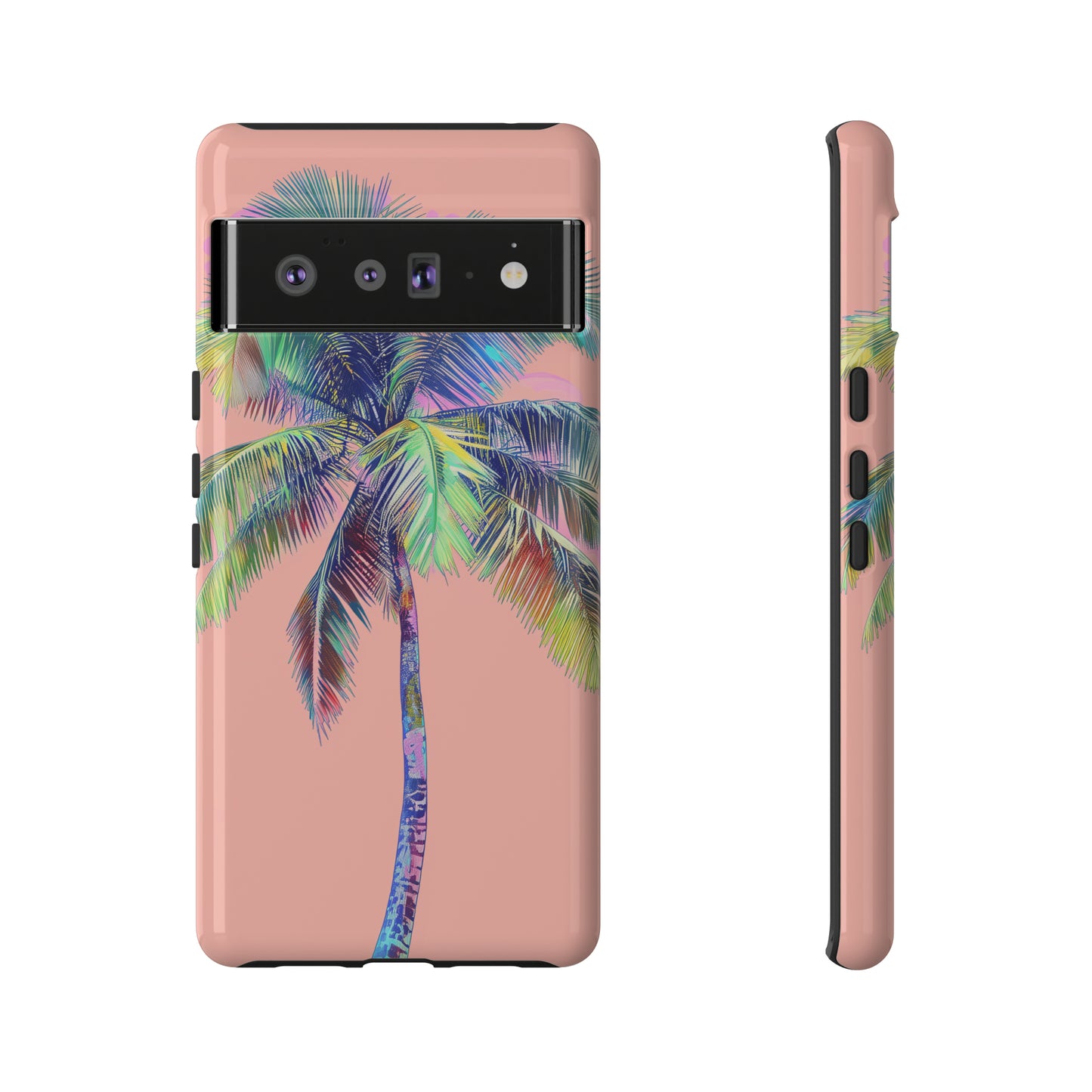 Pink Palm Tree Hawaiian Phone Case, Tropical, Hibiscus, Wireless Compatible, Protective Cell Phone Case for iPhone, Samsung, Pixel phones