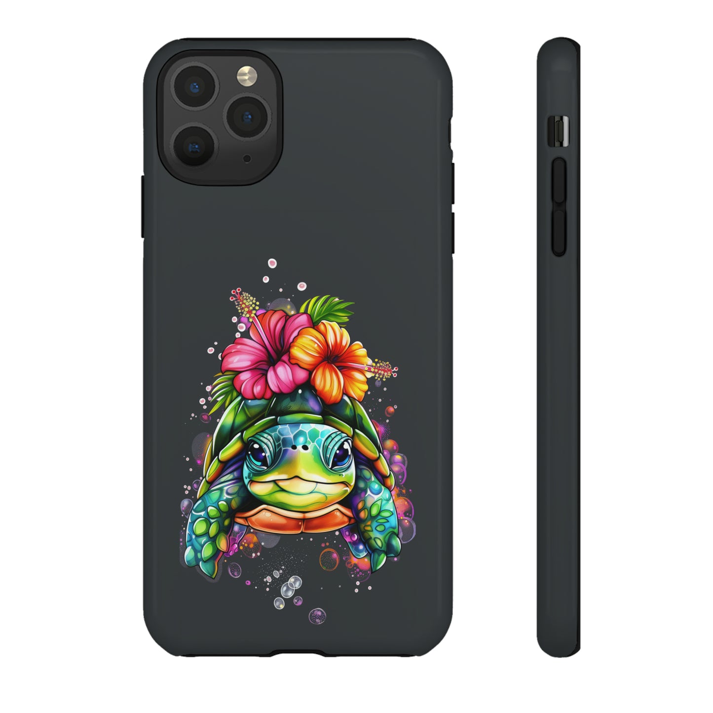 Color Splash Turtle Hawaiian Phone Case, Tropical, Hibiscus, Wireless Compatible, Protective Cell Phone Case for iPhone, Samsung, Pixel