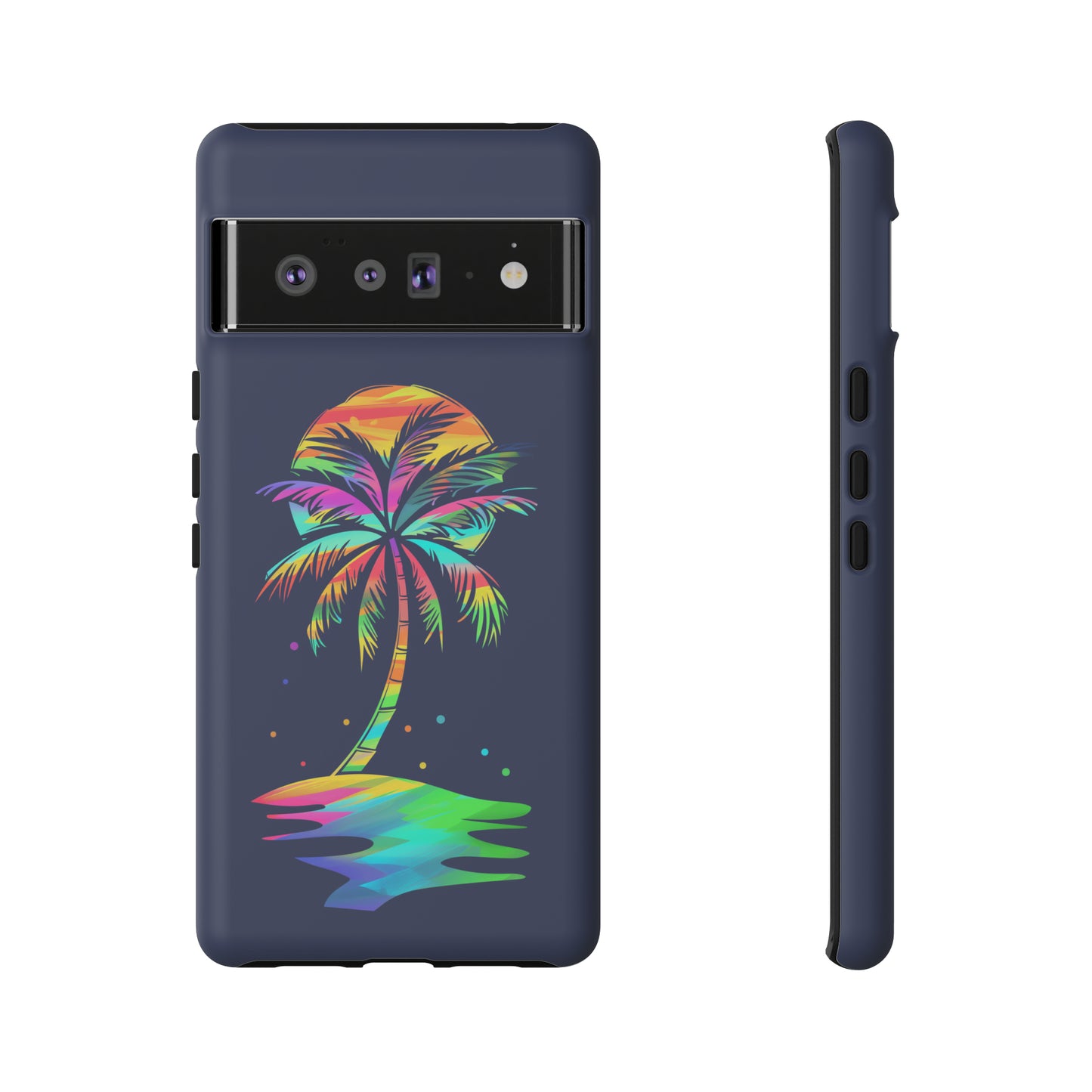 Night Palm Tree Hawaiian Phone Case, Tropical, Hibiscus, Wireless Compatible, Protective Cell Phone Case for iPhone, Samsung, Pixel phones
