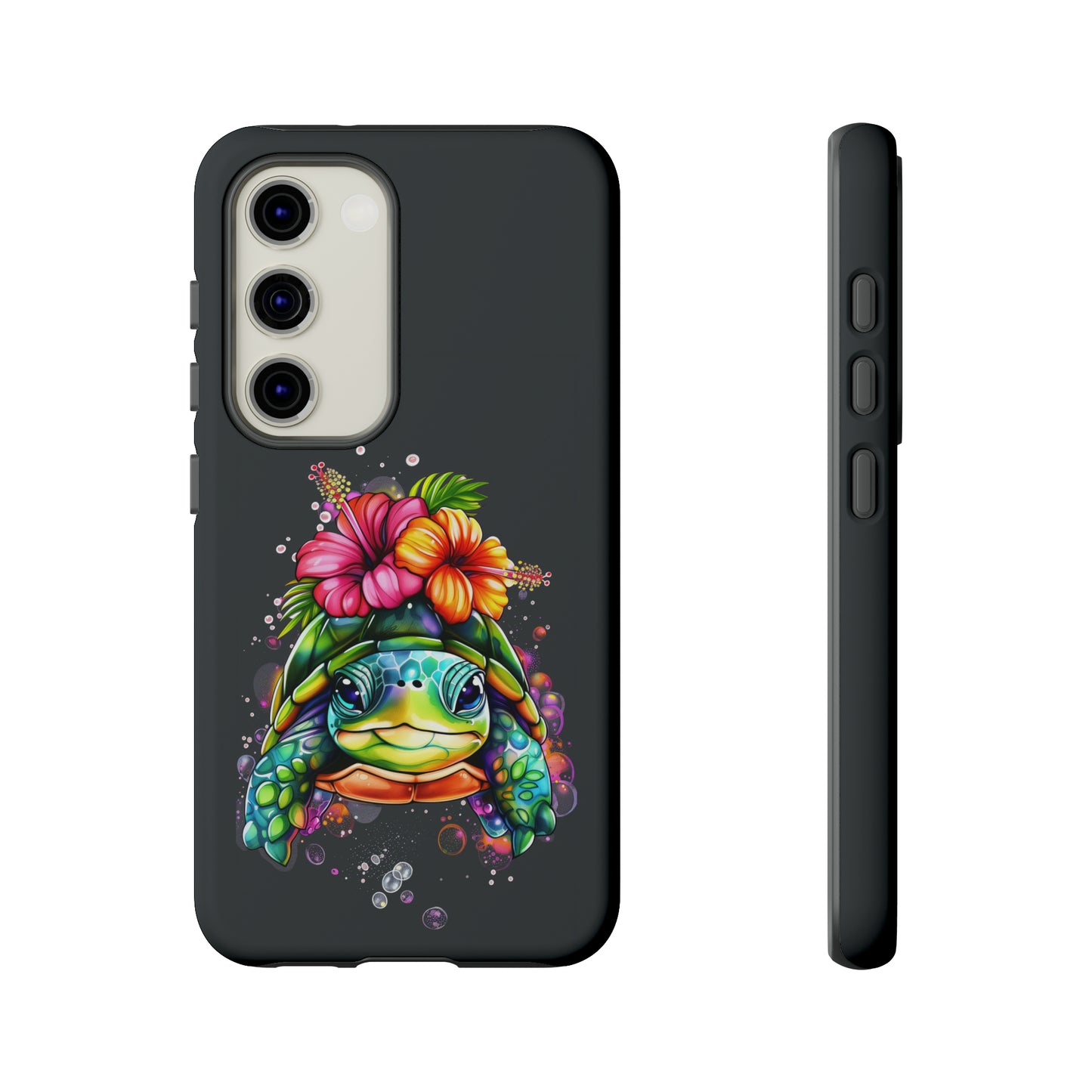 Color Splash Turtle Hawaiian Phone Case, Tropical, Hibiscus, Wireless Compatible, Protective Cell Phone Case for iPhone, Samsung, Pixel