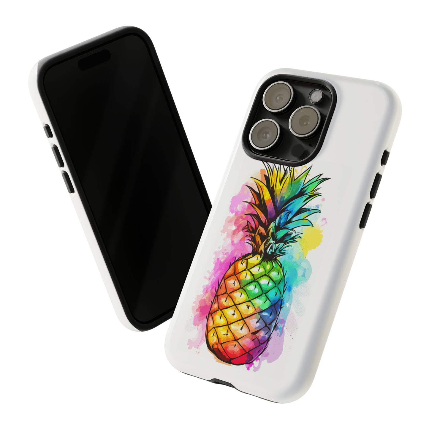 Color Splash Pineapple Hawaiian Phone Case, Tropical, Hibiscus, Wireless Compatible, Protective Cell Phone Case for iPhone, Samsung, Pixel