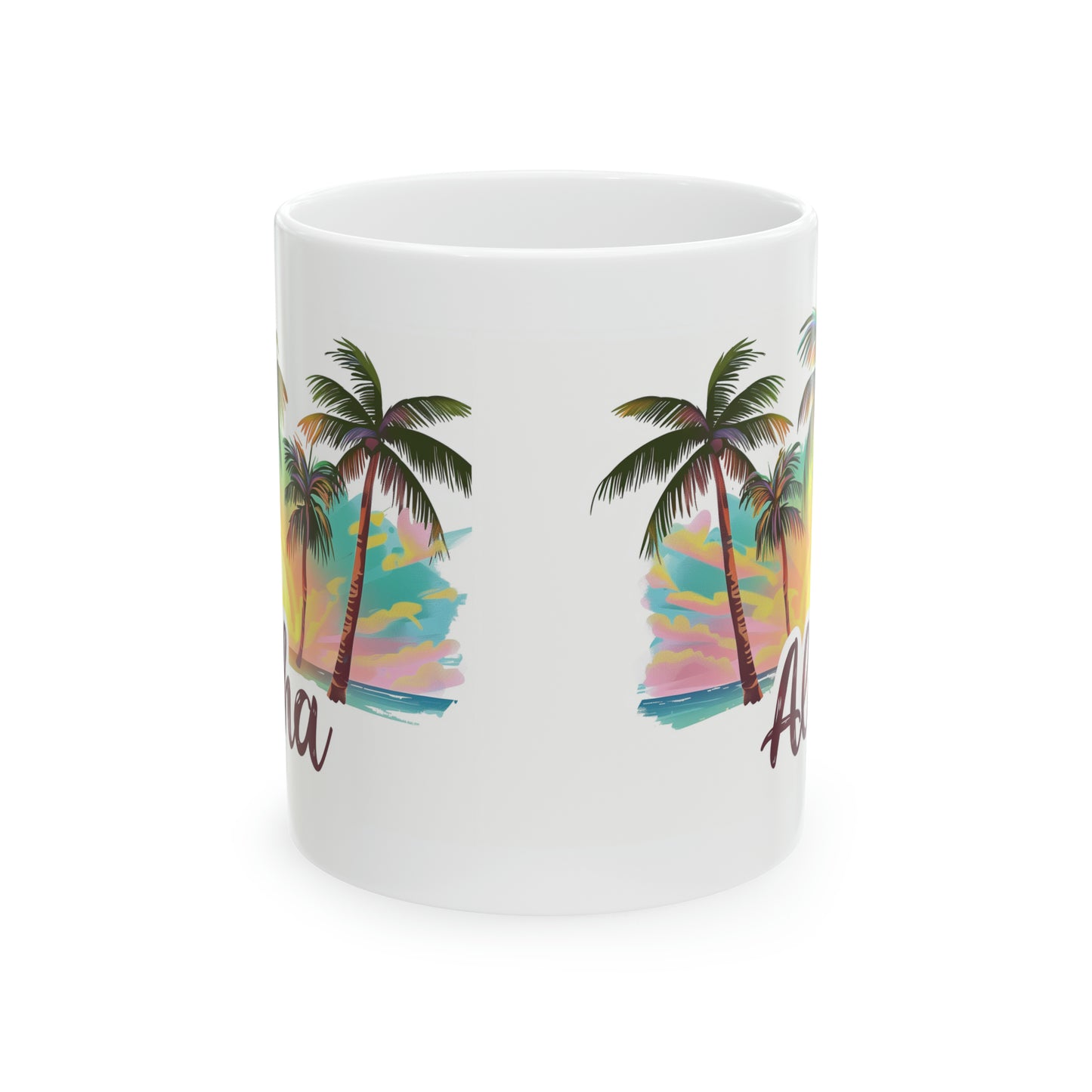 Aloha Sunset Palm Trees Hawaiian Ceramic Mug 11oz, Hawaii Mug, HI Mug, Aloha Mug, 808 Mug, Island Mug, Tropical Mug, Coffee Mug