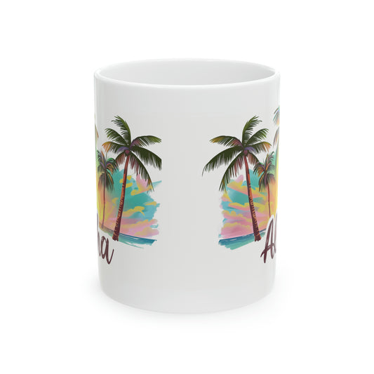 Aloha Sunset Palm Trees Hawaiian Ceramic Mug 11oz, Hawaii Mug, HI Mug, Aloha Mug, 808 Mug, Island Mug, Tropical Mug, Coffee Mug