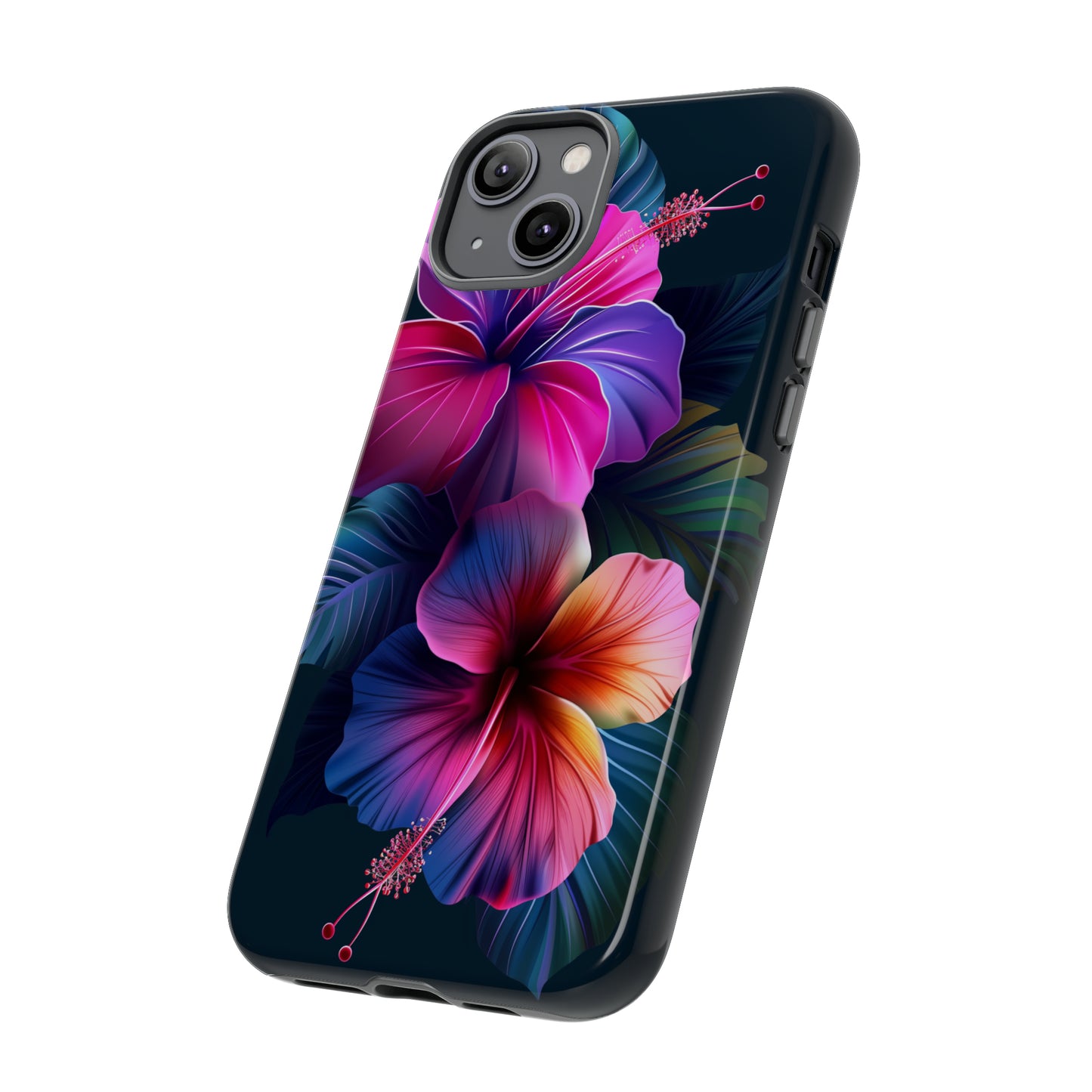 Hibiscus Neon Dark Hawaiian Tropical Phone Case, 808, Island Tropics, Wireless Compatible, Protective Cell Phone Case iPhone, Samsung, Pixel