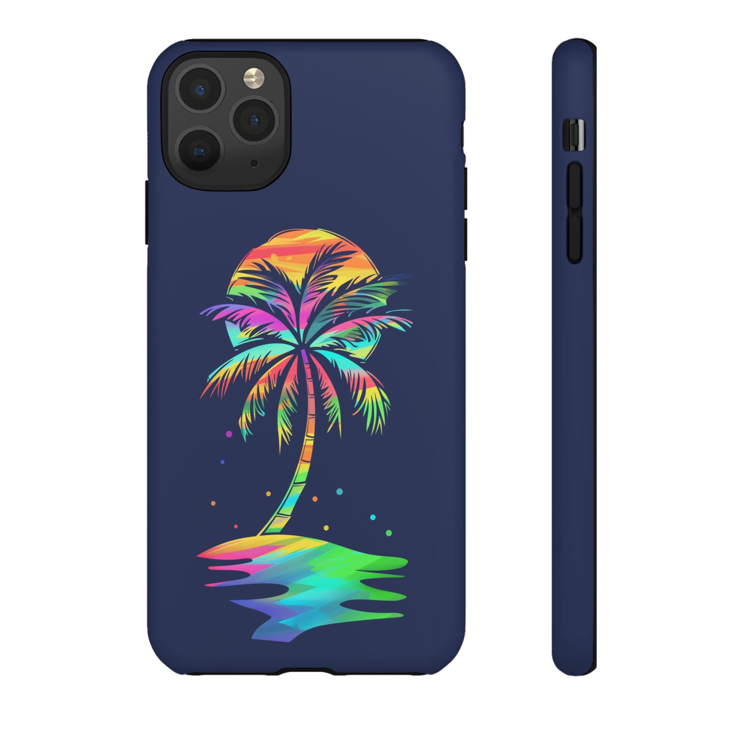 Night Palm Tree Hawaiian Phone Case, Tropical, Hibiscus, Wireless Compatible, Protective Cell Phone Case for iPhone, Samsung, Pixel phones