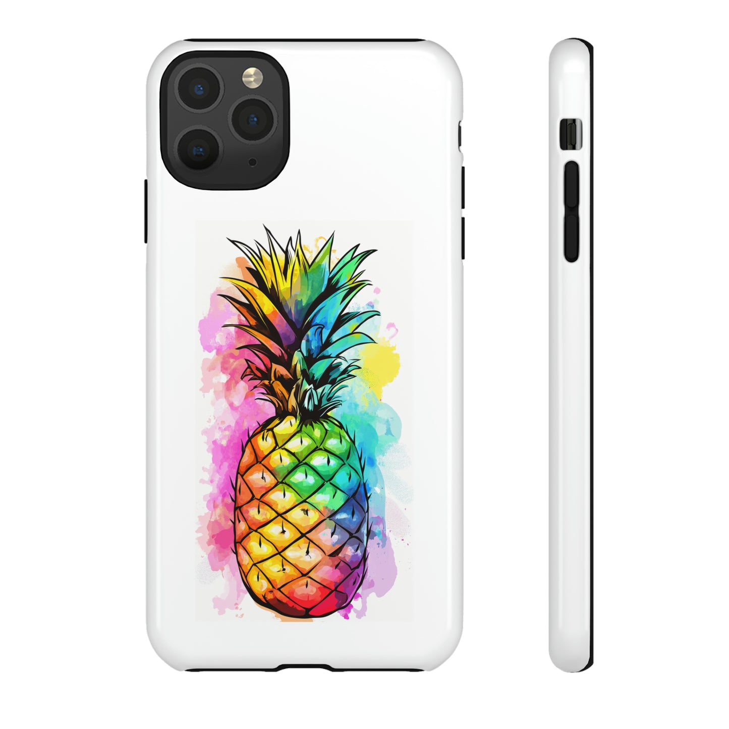 Color Splash Pineapple Hawaiian Phone Case, Tropical, Hibiscus, Wireless Compatible, Protective Cell Phone Case for iPhone, Samsung, Pixel