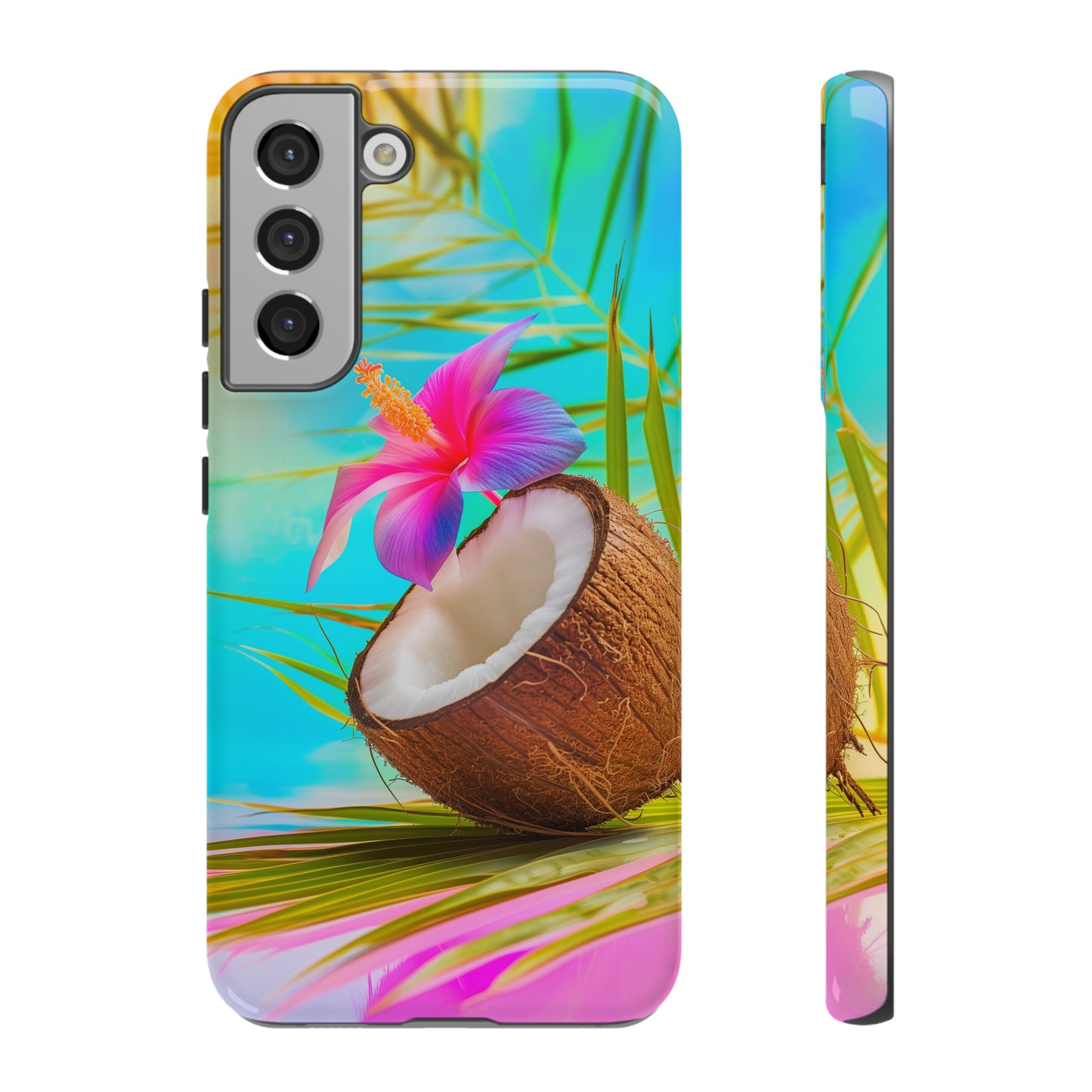 Coconut Colorful Hawaiian Tropical Phone Case, 808, Island Tropics, Wireless Compatible, Protective Cell Phone Case iPhone, Samsung, Pixel